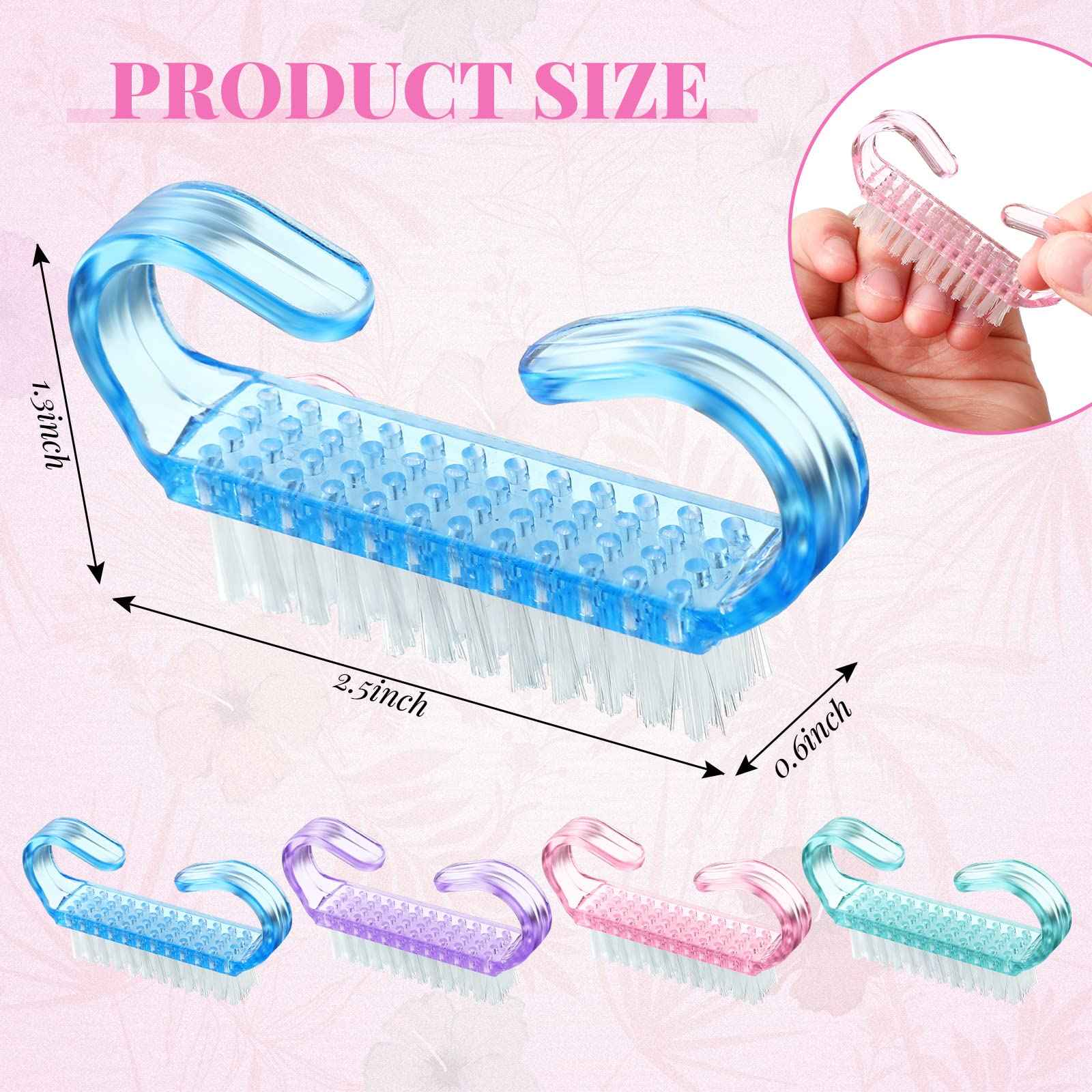 Patelai 200 Pcs Handle Grip Nail Brush Bulk Colorful Nail Scrubber Fingernail Brushes Hand Toes Cleaning Brushes Pedicure Scrubbing Tool for Men and Women, Multicolor Brush