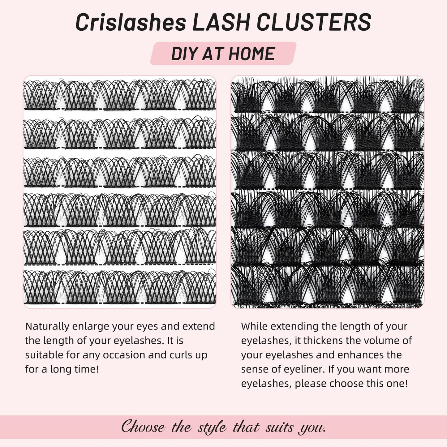 Lash Clusters DIY Eyelash Extensions 78pcs Crislashes Mixed Eyelash Clusters 8-16mm C Curl Cluster Lashes Natural Lash Clusters DIY Cluster Eyelash Extensions for Home Use(B-C Curl Mix8-16mm)