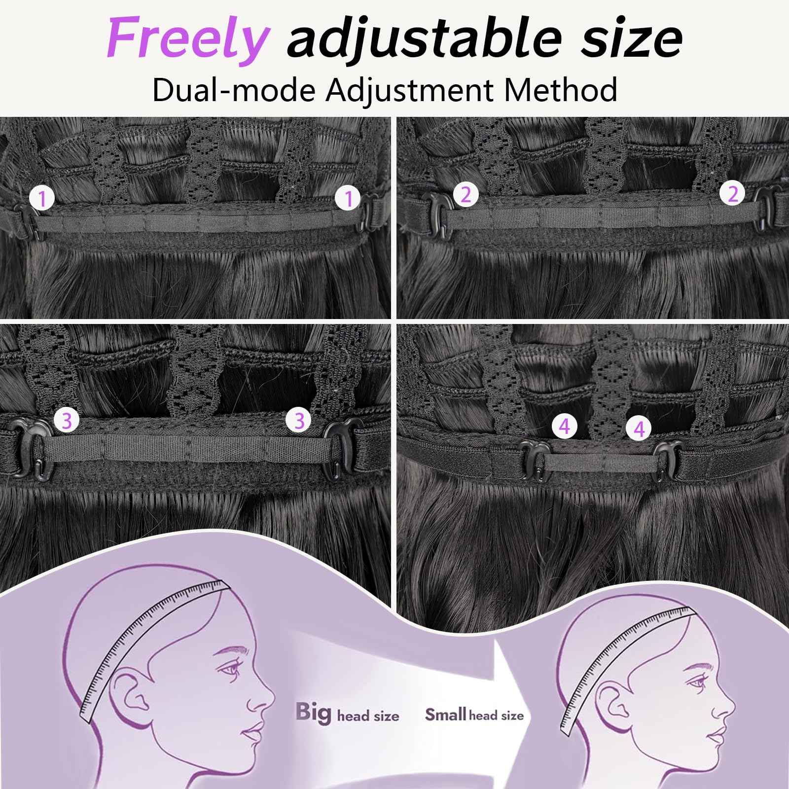 AISI HAIR 14 Inch Natural Black Wigs for Women - Shoulder Length Wave Wig with Pre-Cut Lace Hairline, Middle Part Natural Wavy Bob Synthetic Heat Resistant Fiber for Daily and Party