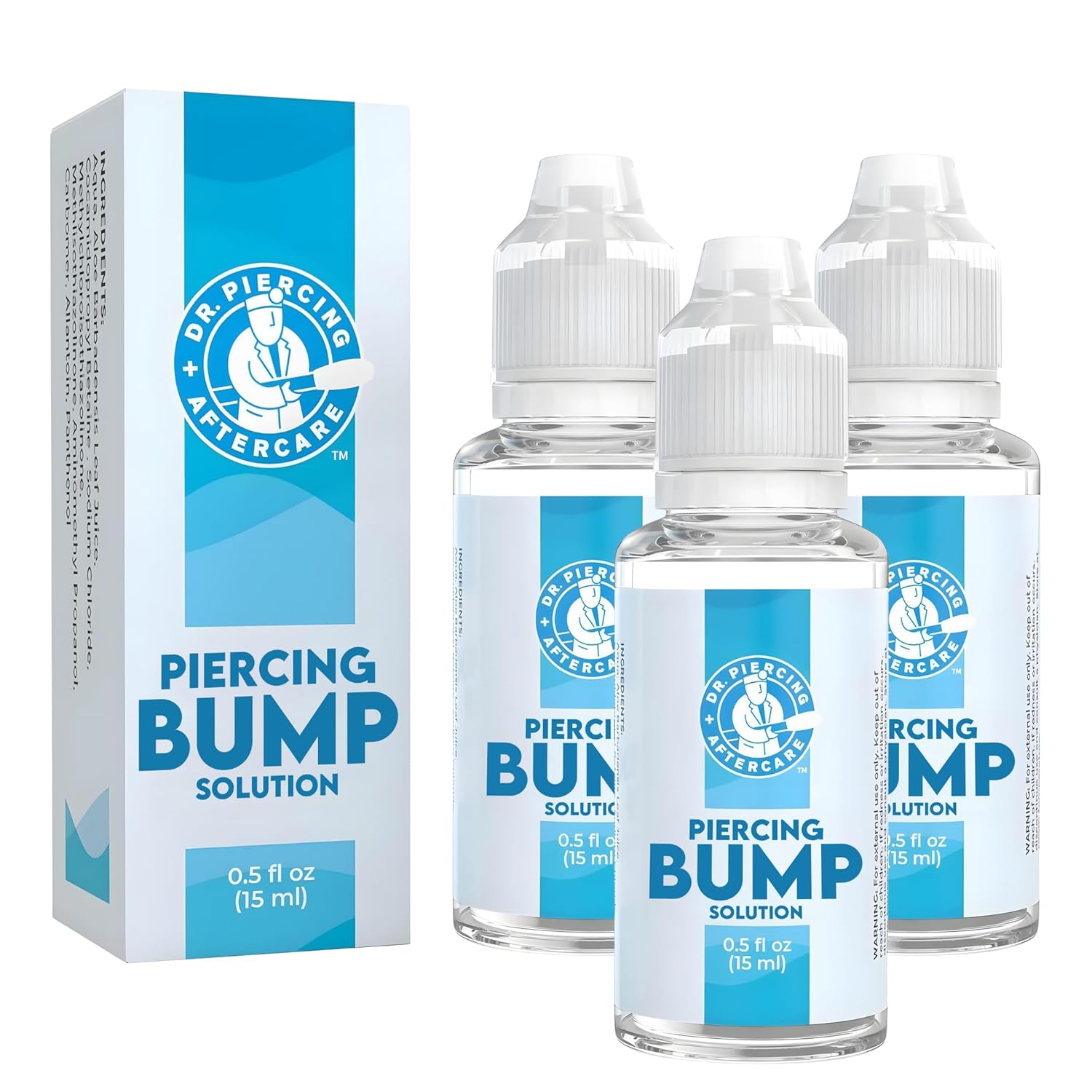 Dr. Piercing Aftercare Keloid Drops – Non-Greasy Saline Solution for Keloid Bump Removal for Piercings - May Reduce Appearance of Nose Piercing Bump, Nose Ear Lip Belly (15 mL)