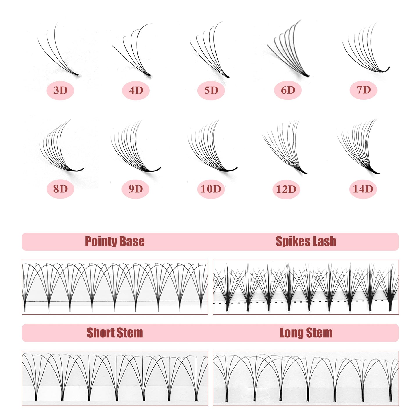 ABONNIE Premade Fans Eyelash Extensions, 400 Fans 6D 8-15mm Mix Promades Eyelash Fans,0.07 Thickness C Curl Premade Lash Fans, Handmade Premade Fans Volume Lash Extensions(Pointy Base 6D 0.07-C 8-15)