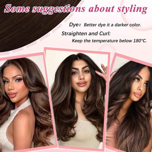 DIYOMO I Tip Hair Extensions - Human Hair,#4 Chocolate Brown 14 Inch For Women Soft & Natural Straight Stick Itip Human Hair Extensions 50g 70s