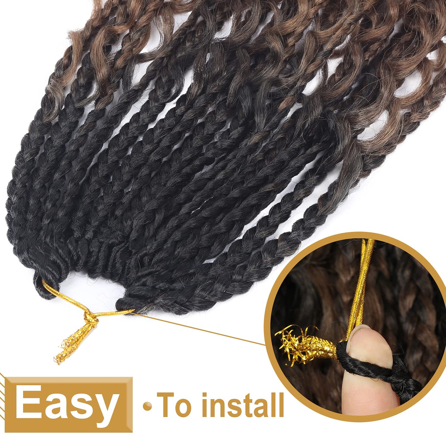 Goddess Box Braids Crochet Hair With Curly Ends 14 Inch Bohomian Box Braids Crochet Braids 8 Packs 3X Crochet Braids Synthetic Braiding Hair Extension for Black Women (14 Inch (Pack of 8), M1B 30 27)