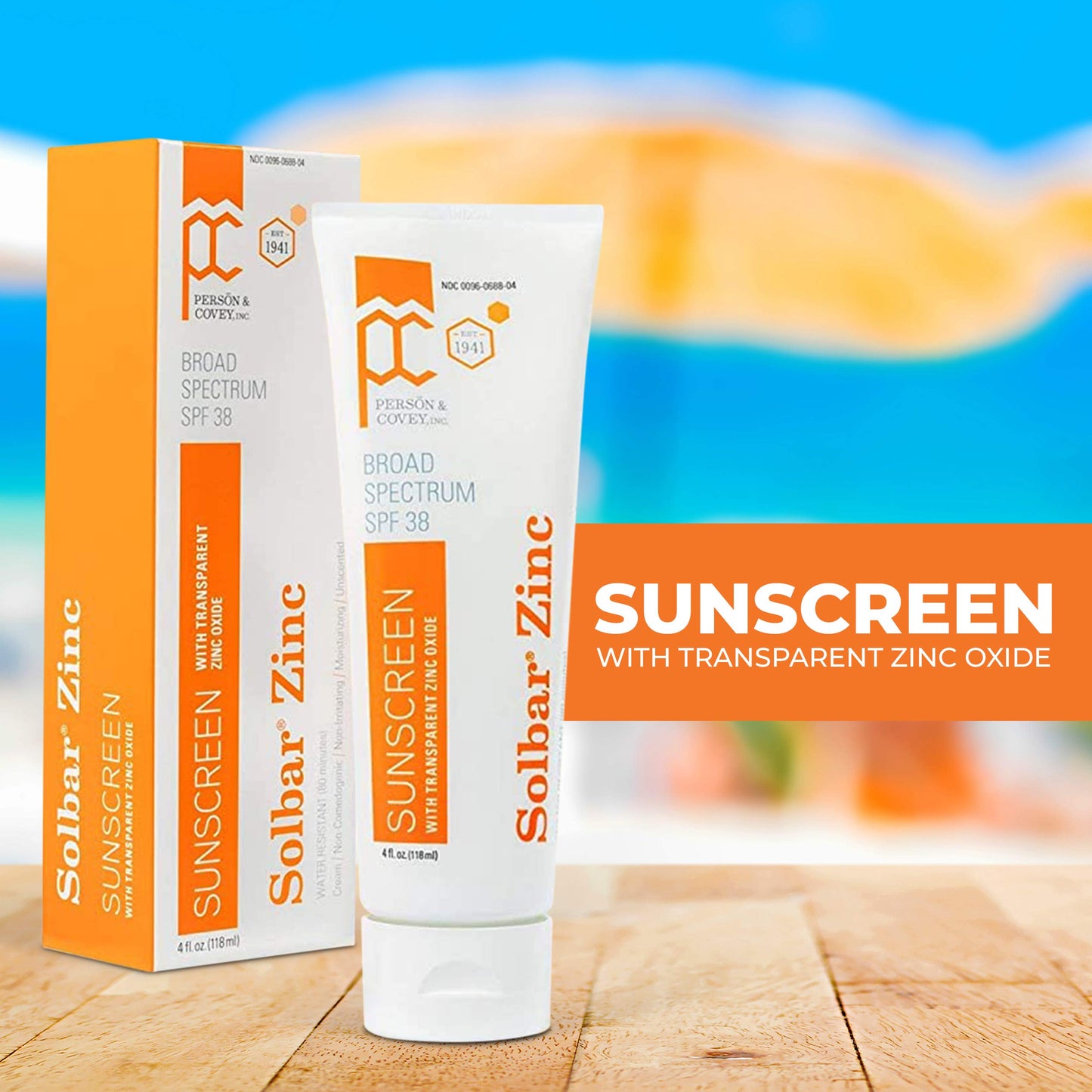 SOLBAR Sunscreen Zinc Unscented Transparent Cream SPF 38, 4 oz