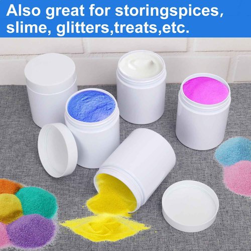 30 Packs 8.8oz (250 ml) Plastic White Jars with Lids, Cosmetic Containers jars with Wide-Mouth for slime, beads, rhinestones, sequins Cosmetics, Lotion, Cream, Ointments and More by KUKLIPJIM.