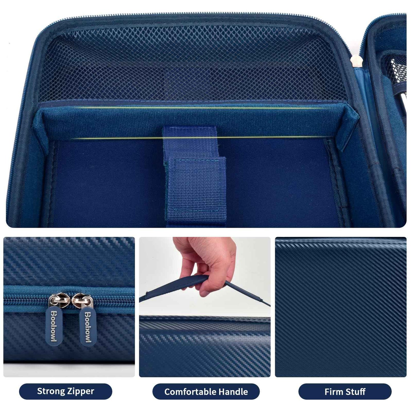 Boobowl Hard Travel Case for Hair Clippers, Hair Cutting Barber Supplies Organizer Bag, Trimmer Storage Holder for Ufree/for Wahl/for Andis Men Razor Guard Grooming Kits -Blue