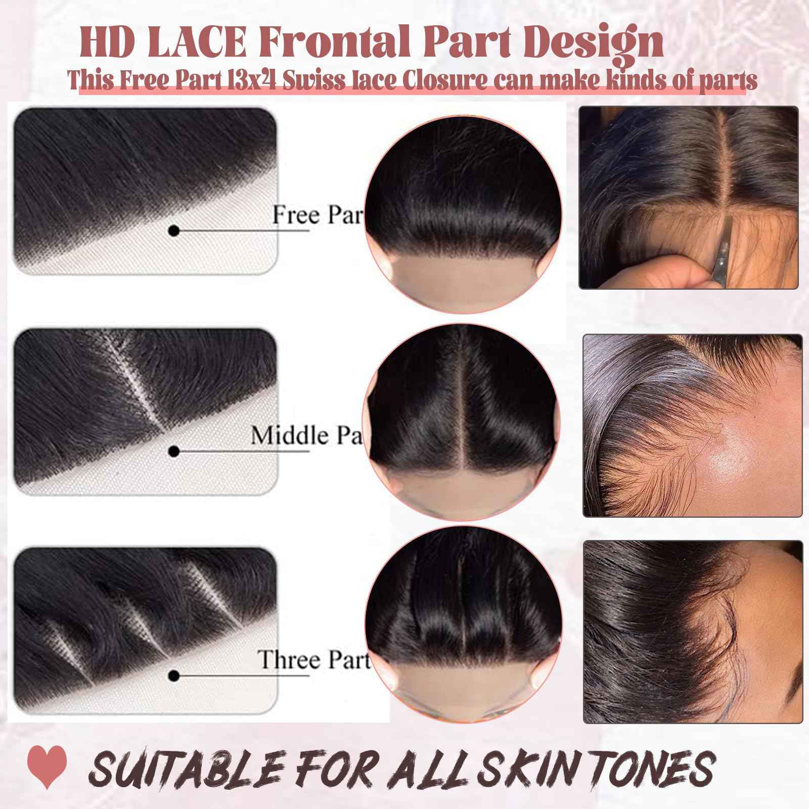 Body Wave Transparent Lace Frontal Closure Human Hair,Ear to Ear 13x4 Transparent HD Lace Front Closures 100% Brazilian Virgin Hair Free Part Pre Plucked with Baby Hair Natural Hairline 150% Density