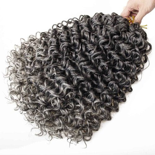 8 Packs Curly Crochet Hair GoGo Curl Crochet hair for Black Women Deep Wave Braiding hair,Synthetic Bohemian Crochet Braid Water Wave Crochet hair Extensions(Tgrey, 18inch)