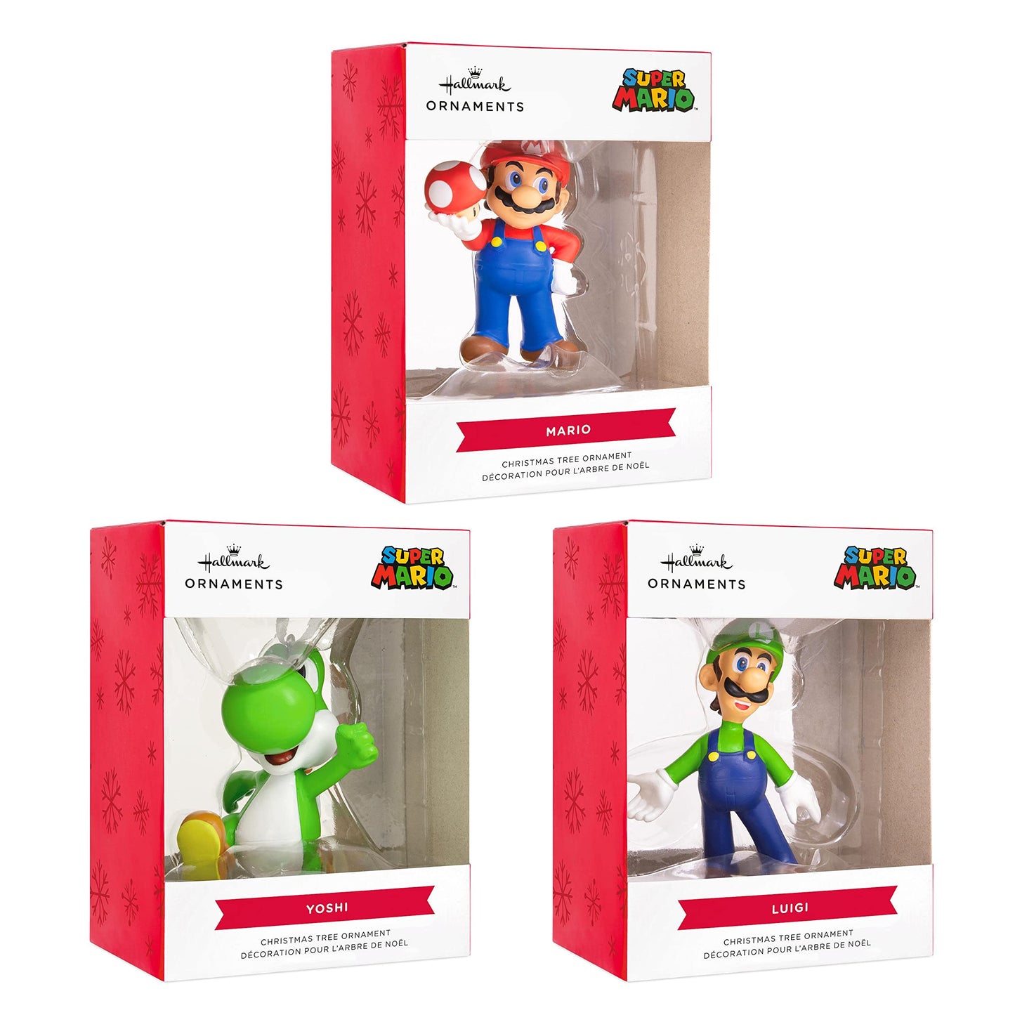 Hallmark Nintendo Super Mario, Luigi and Yoshi Christmas Ornaments, Set of 3