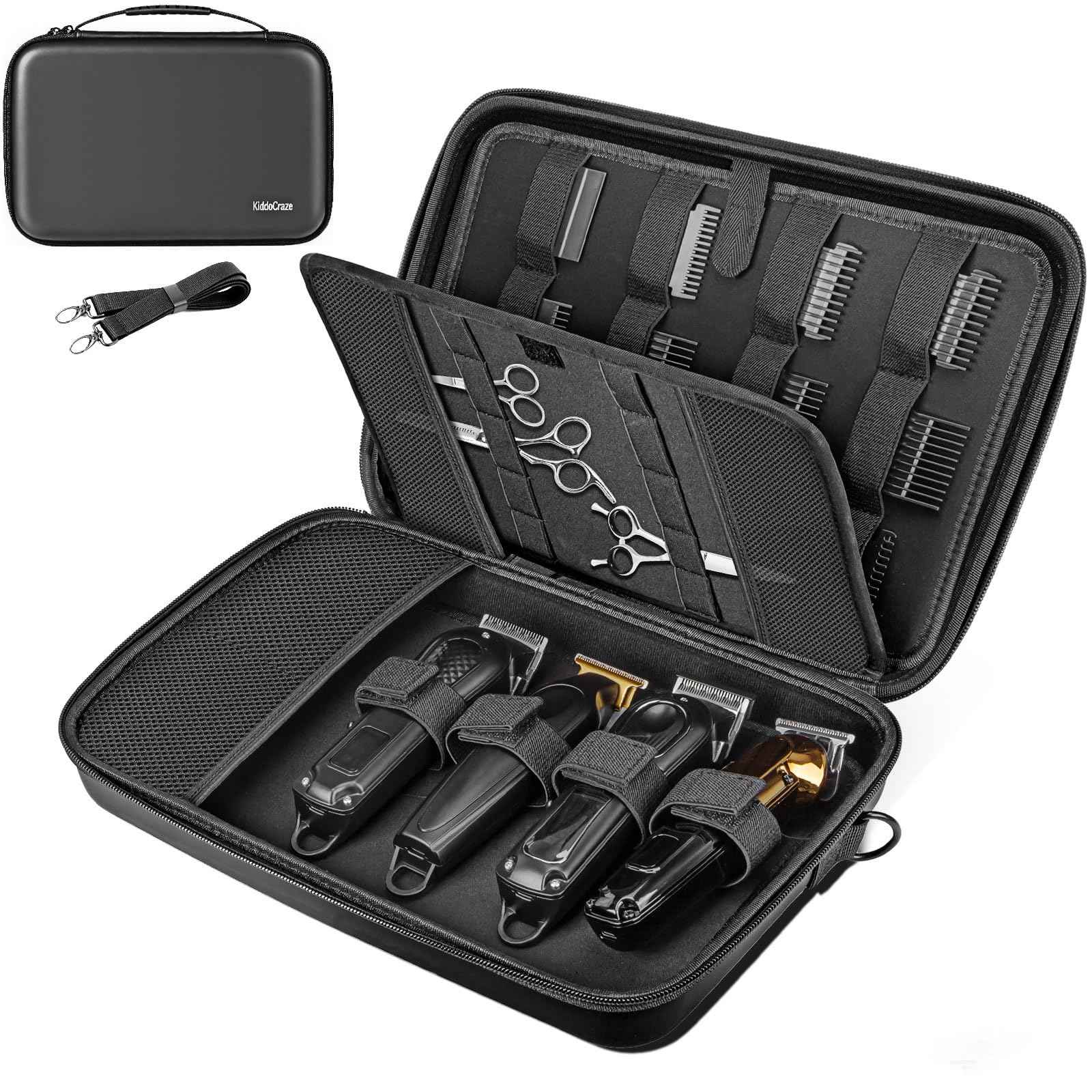 KiddoCraze Barber Bags for Hair Clippers and Supplies, Hair Cutting Barber Supplies Organizer Bag, Hair Trimmer Organizer for Men Razor Guard Grooming Kits (Case Only)