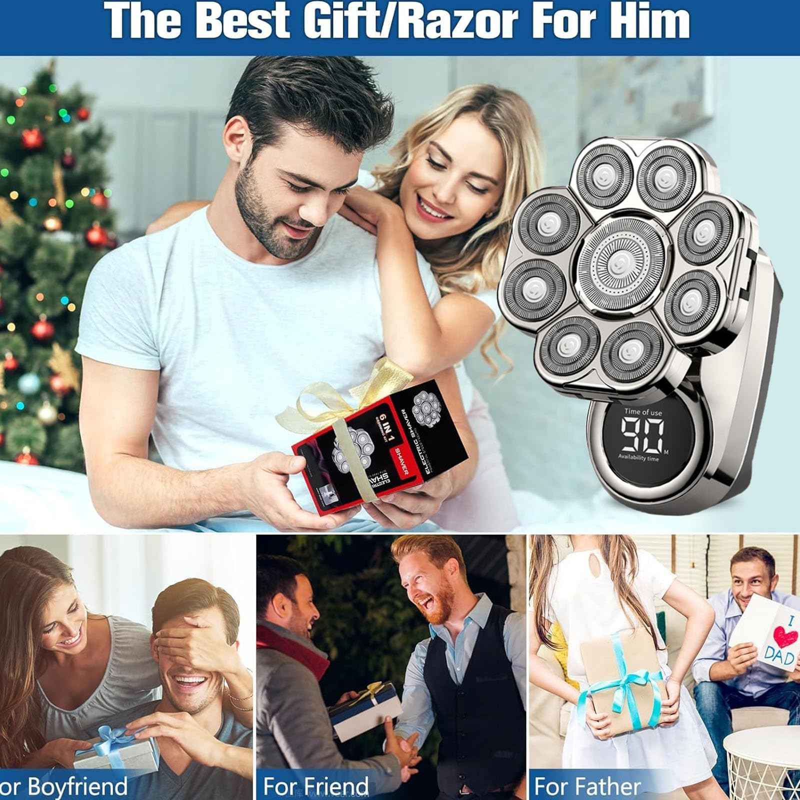 9.0 Shaver, 9d Floating Blade Heads, 9d Floating Head Shaver - Ipx7 Waterproof,USB Fast Charge,Gift for Dad and Husband