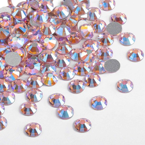 Beadsland 2880pcs Flat Back Crystal Rhinestones Round Gems for Nail Art and Craft Glue Fix, Light Pink AB, SS20,4.6-4.8mm