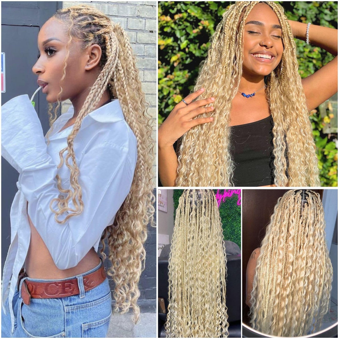 Gozill Blonde Braiding Hair Pre Stretched Kanekalon Braiding Hair for Boho Braids(6 Pakcs)