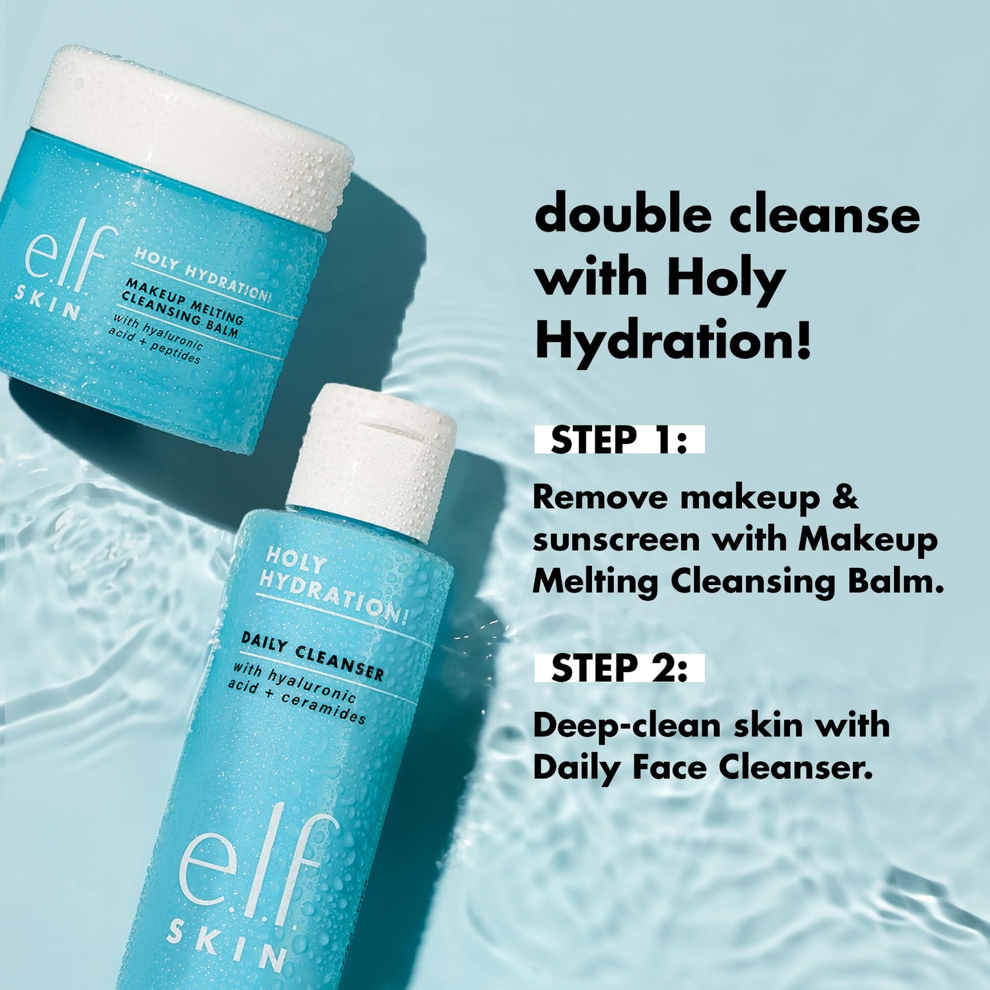 e.l.f. Holy Hydration! Makeup Melting Cleansing Balm, Face Cleanser & Makeup Remover, Infused with Hyaluronic Acid to Hydrate Skin, 2 Oz