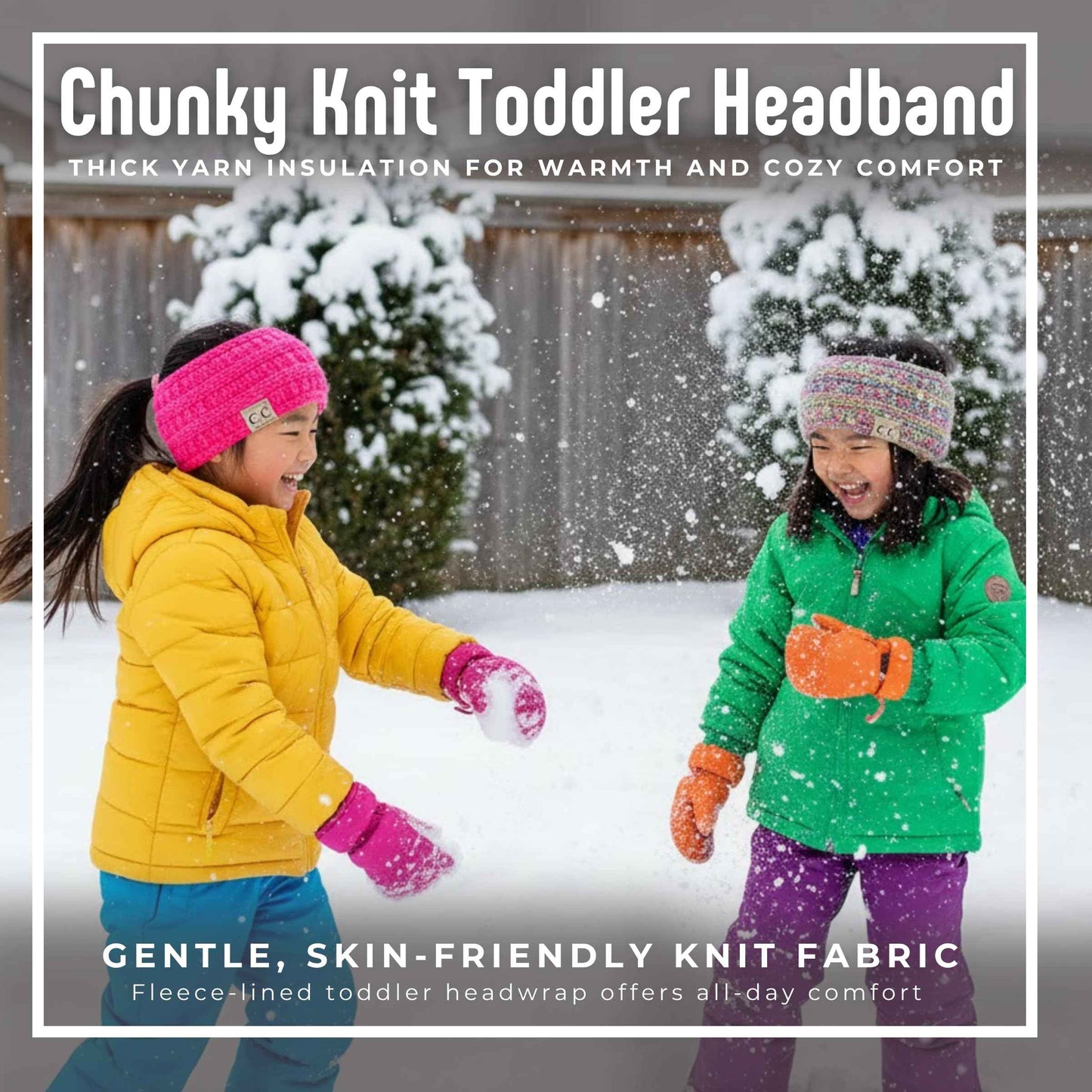 Funky Junque Exclusives Kids Ear Warmer Headband – Fleece Lined Winter Ear Wrap for Toddler Girls & Boys, Cozy Knit Head Warmer & Earmuff Headband for Cold Weather - 2 Pack - Candy Pink and #11