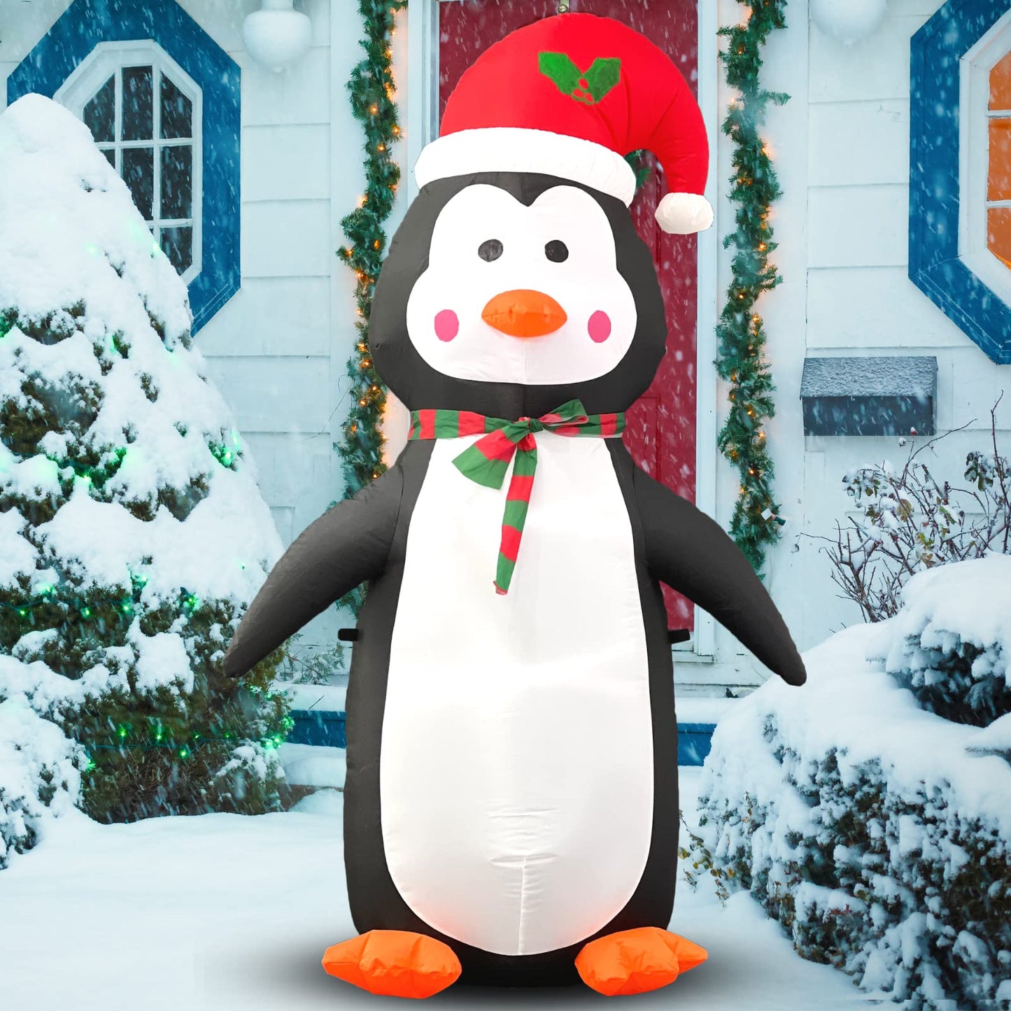 Buheco Penguin Inflatable Christmas yard decorations Blowups 5ft Tall Cute Penguin Inflatables Outdoor Xmas Winter Animal Blow Up Decor Led Lights for Indoor Outside Lawn Garden Vacation Holiday Party