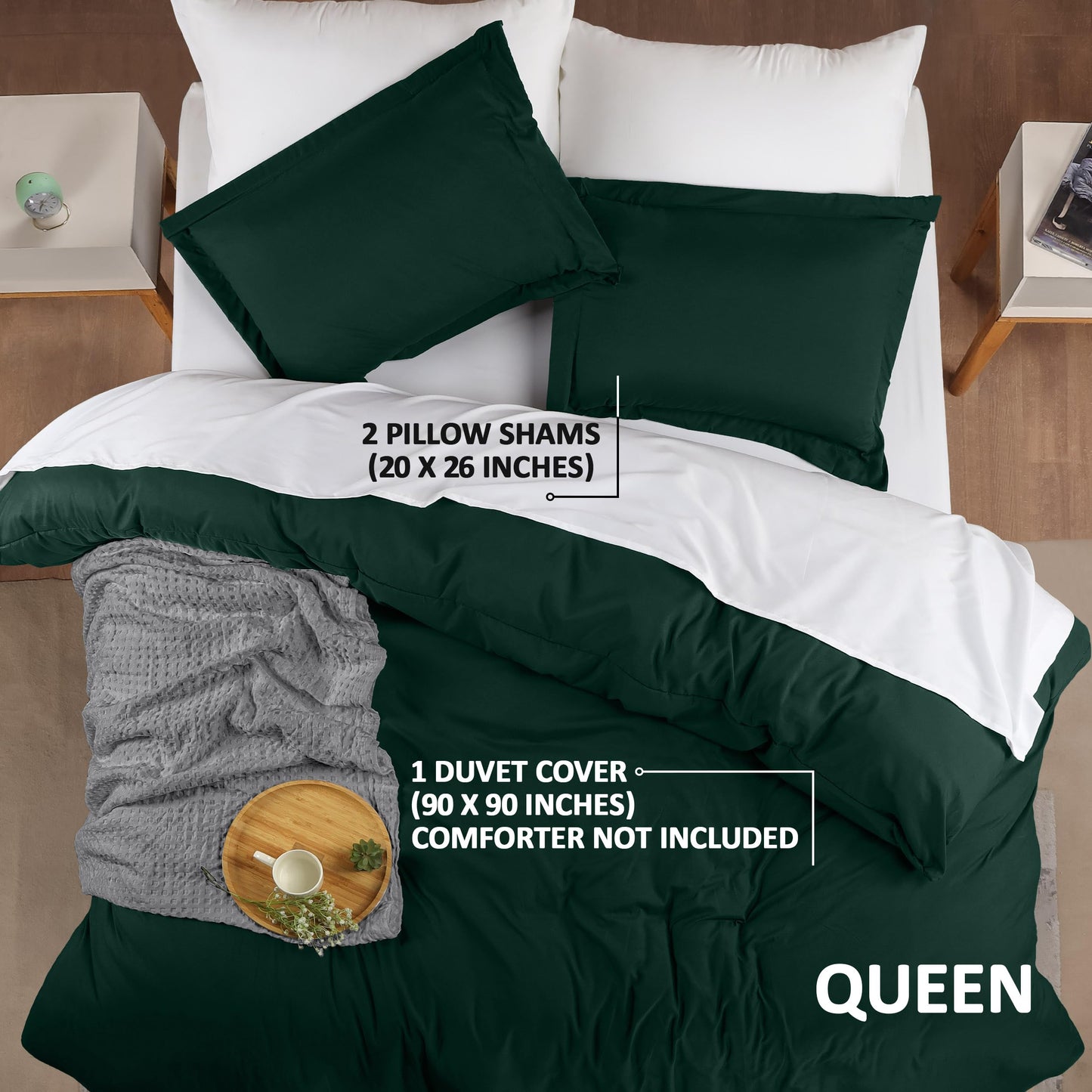 Utopia Bedding Duvet Cover Queen Size - 1 Duvet Cover with 2 Pillow Shams - 3 Pieces Bedding Duvet Cover with Zipper Closure - Soft Brushed Microfiber, 90 X 90 Inches (Queen, Emerald)