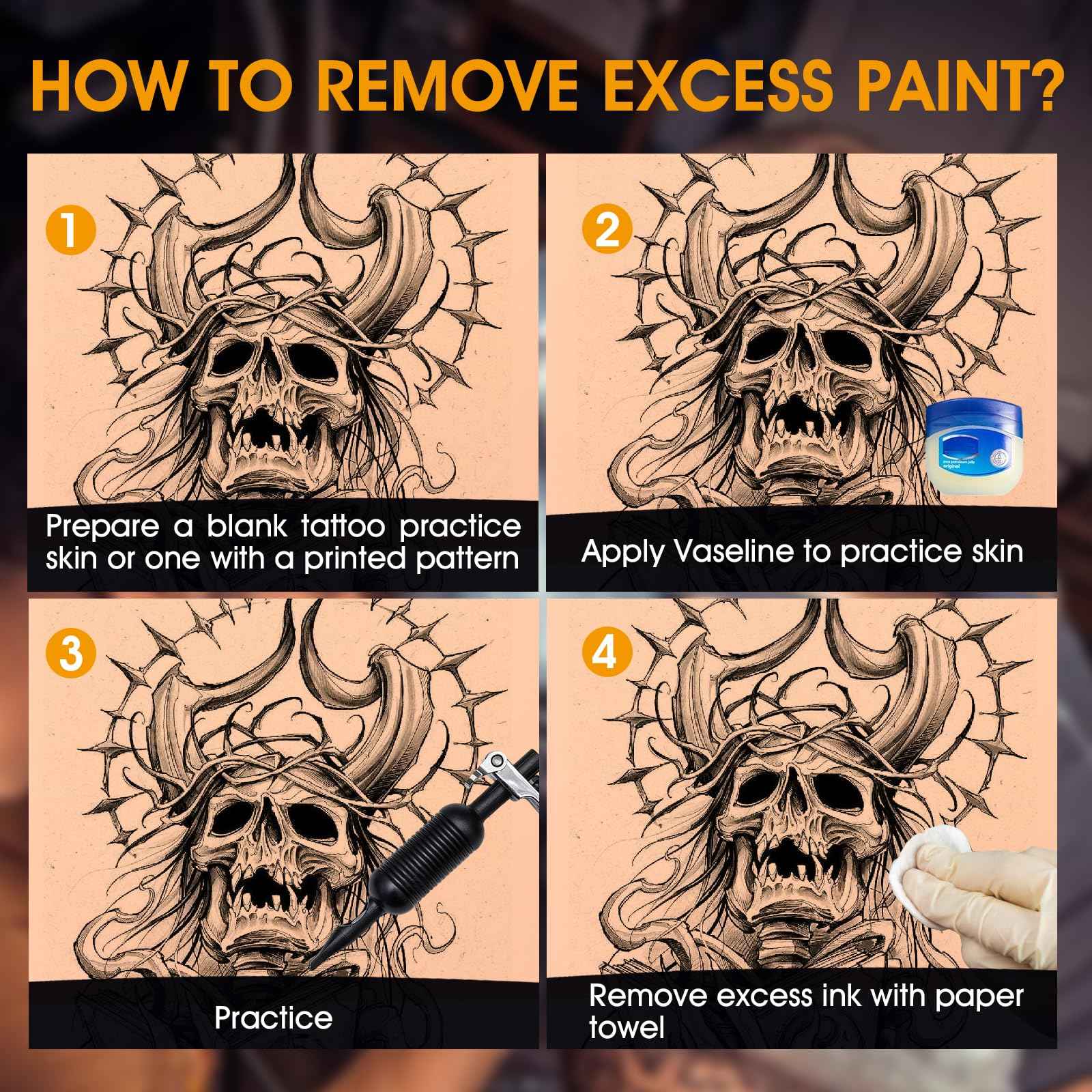 TUXIYA 50pcs Blank Tattoo Skin, Double Sided Blank Tattoo Practice Skins, 7.5x5.7in Fake Skin, for Tattooing and Eyebrow Practice – Suitable for Beginners and Experienced Artists