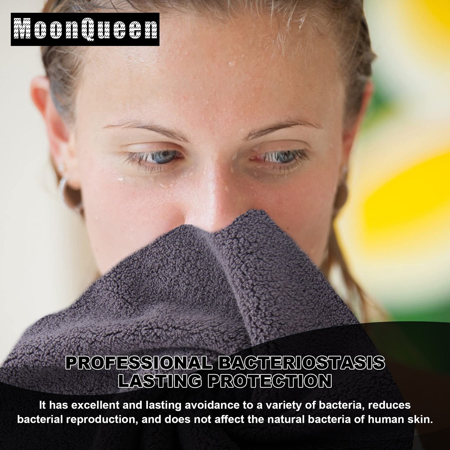 MOONQUEEN Microfiber Facial Cloths Fast Drying Washcloth 12 Pack - Premium Soft Makeup Remover Cloths - Grey