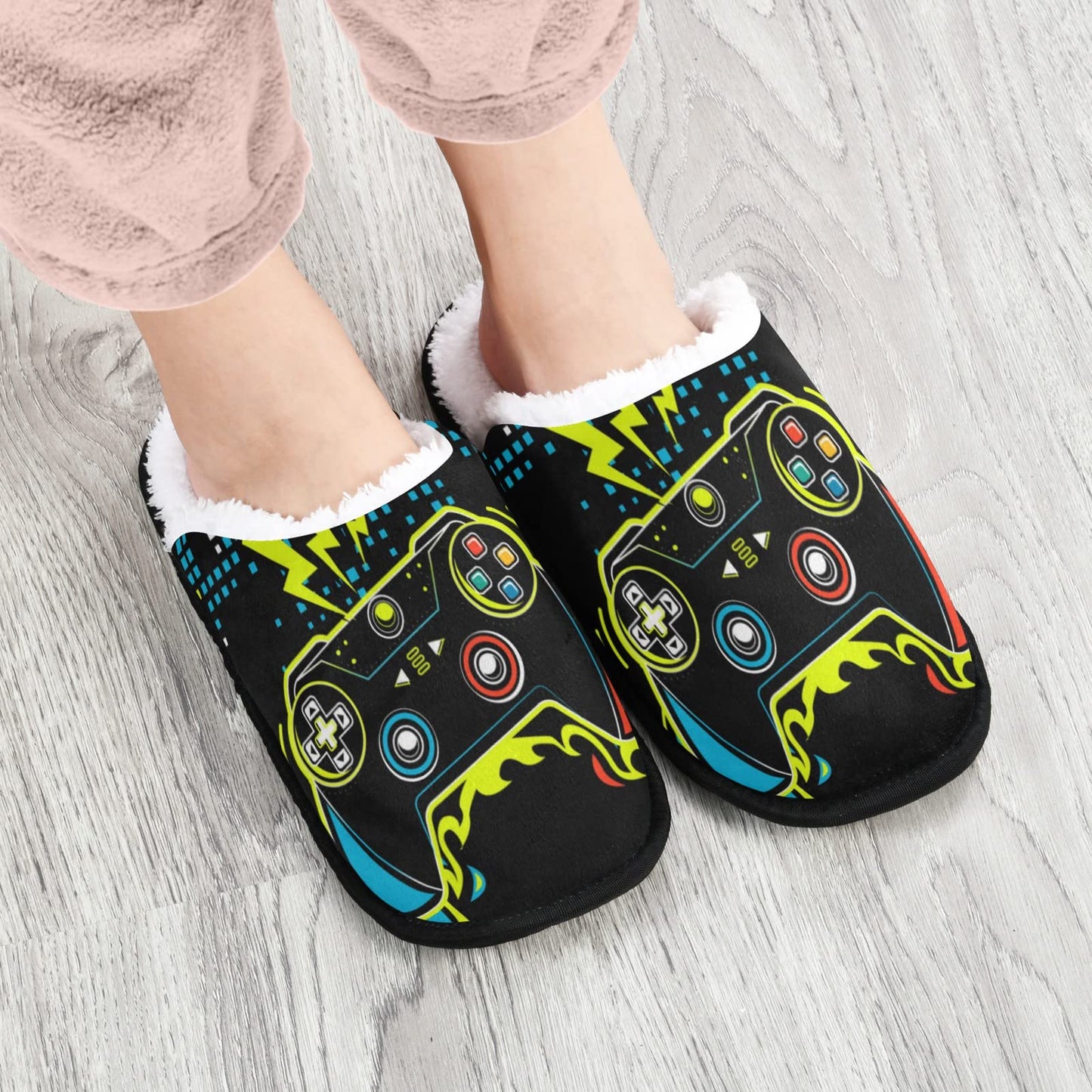 Umidedor Video Game Slippers For Women Girls, Soft Memory Foam Non-Slip Indoor House Slippers Home Shoes for Bedroom Spa Hotel Travel