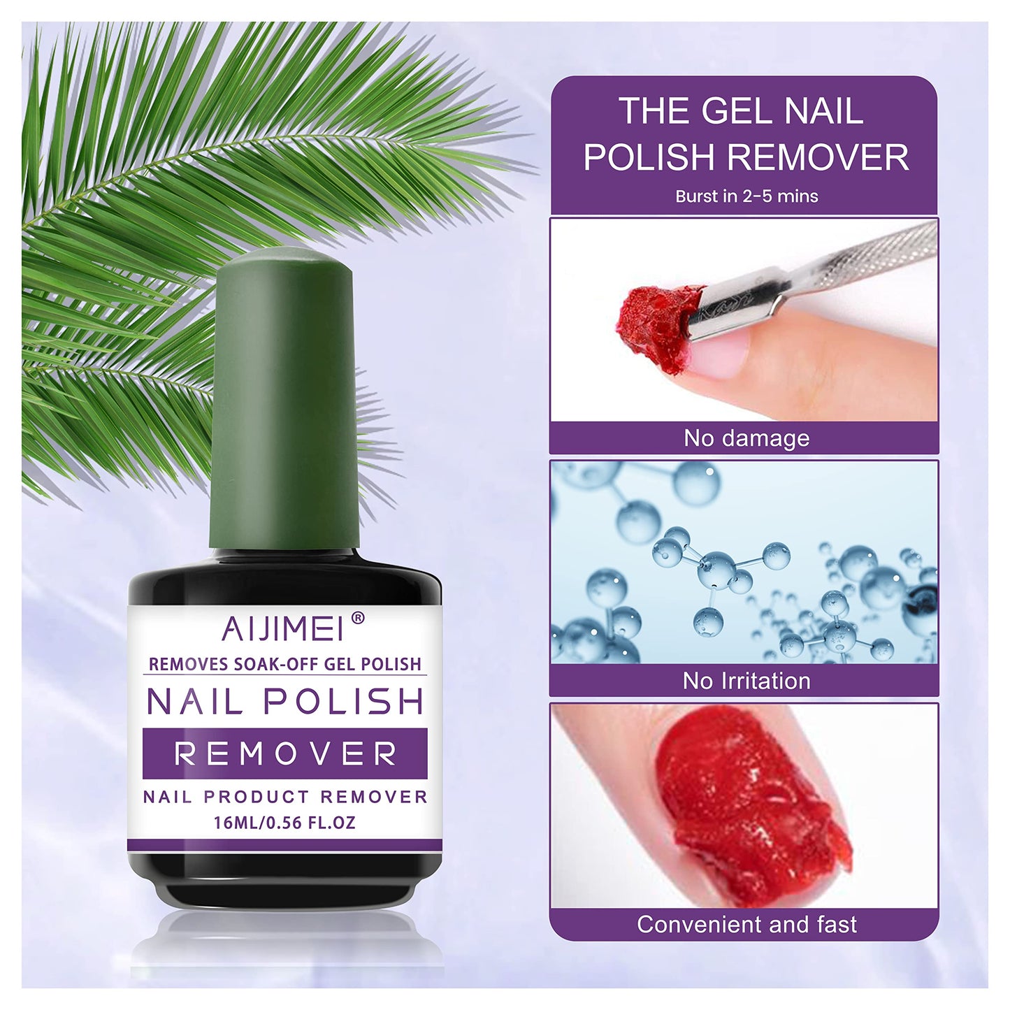 AIJIMEI Gel Nail Polish Remover-15ml/0.5fl.oz Nail Gel Polish Remover Kit Remover Quickly Nail Care with Nail Glue Remover,Nail Cuticle Oil,Nail Polish Remover Pads for Nails