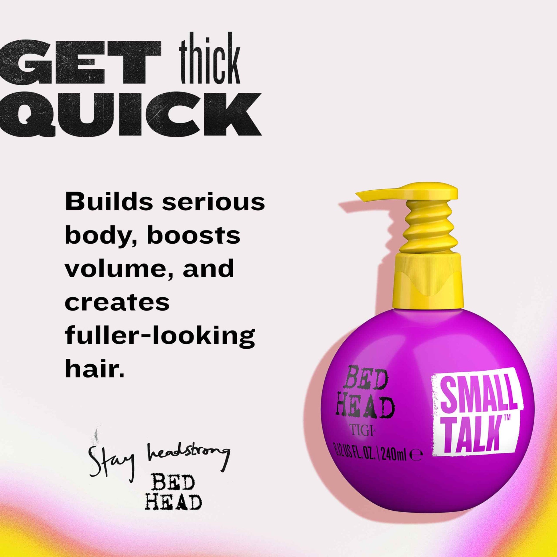 Bead Head by TIGI Small Talk MINI 3-in-1 Hair Thickening Cream - Use for Voluminous Hair - For Fine, Thin & Flat Hair - Use on Damp Hair - Premium Hair Thickening Products - 8 oz (3 Pack)