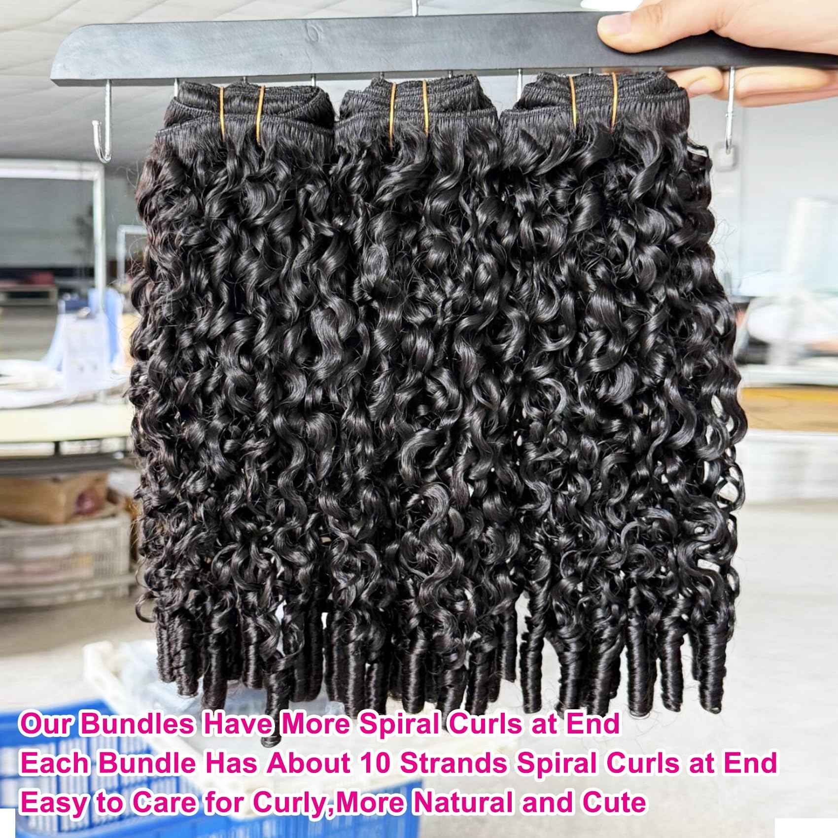 YMS 3C4A Burmese Curly Human Hair Bundles 12 Inch One Curly Bundle Unprocessed Burmese Raw Hair Extension Real Human Hair 16A Natural Color Spiral Curly End Human Hair Weft Extensions