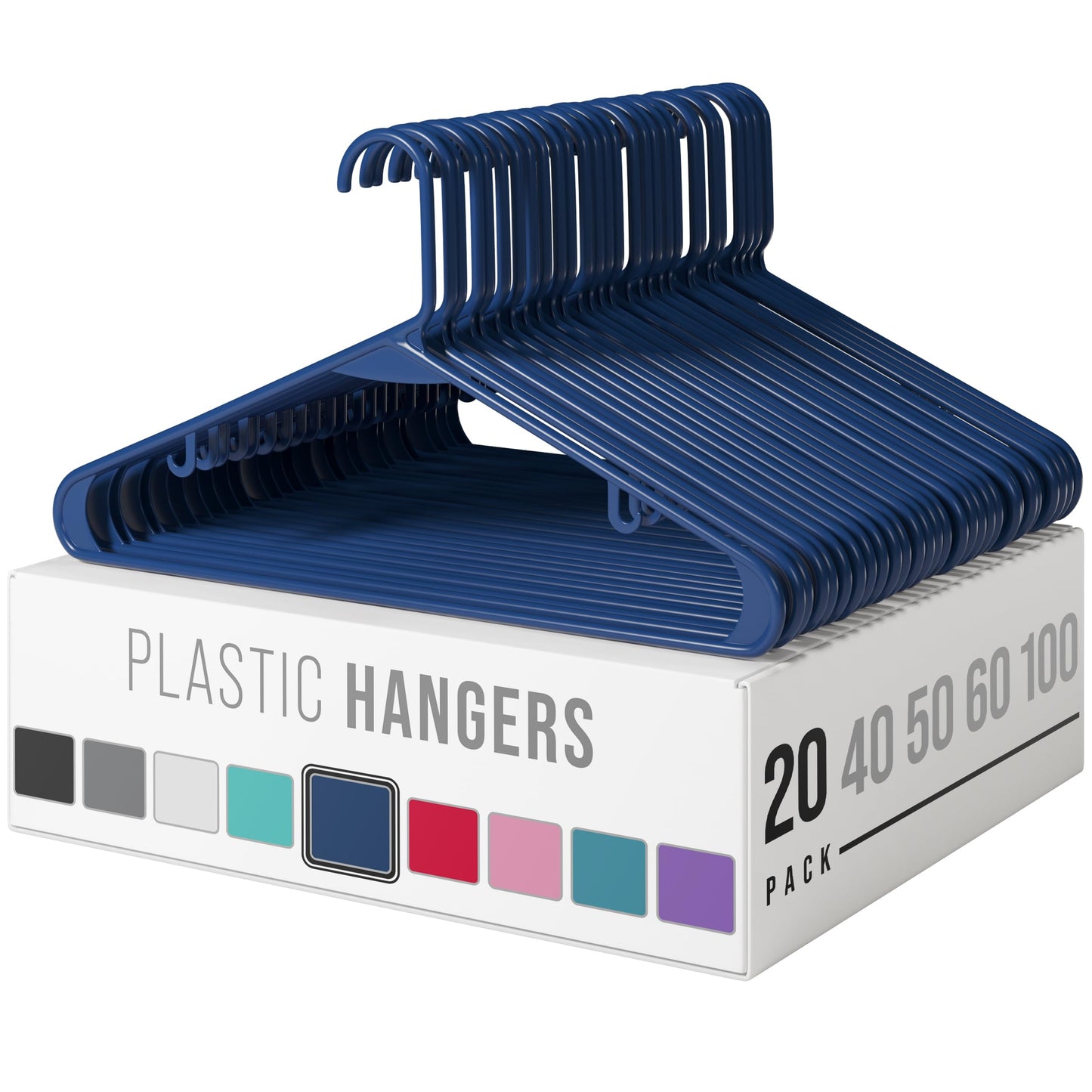 Clothes Hangers Plastic 20 Pack - Navy Plastic Hangers - Makes The Perfect Coat Hanger and General Space Saving Clothes Hangers for Closet - Percheros Ganchos para Colgar Ropa Hangars