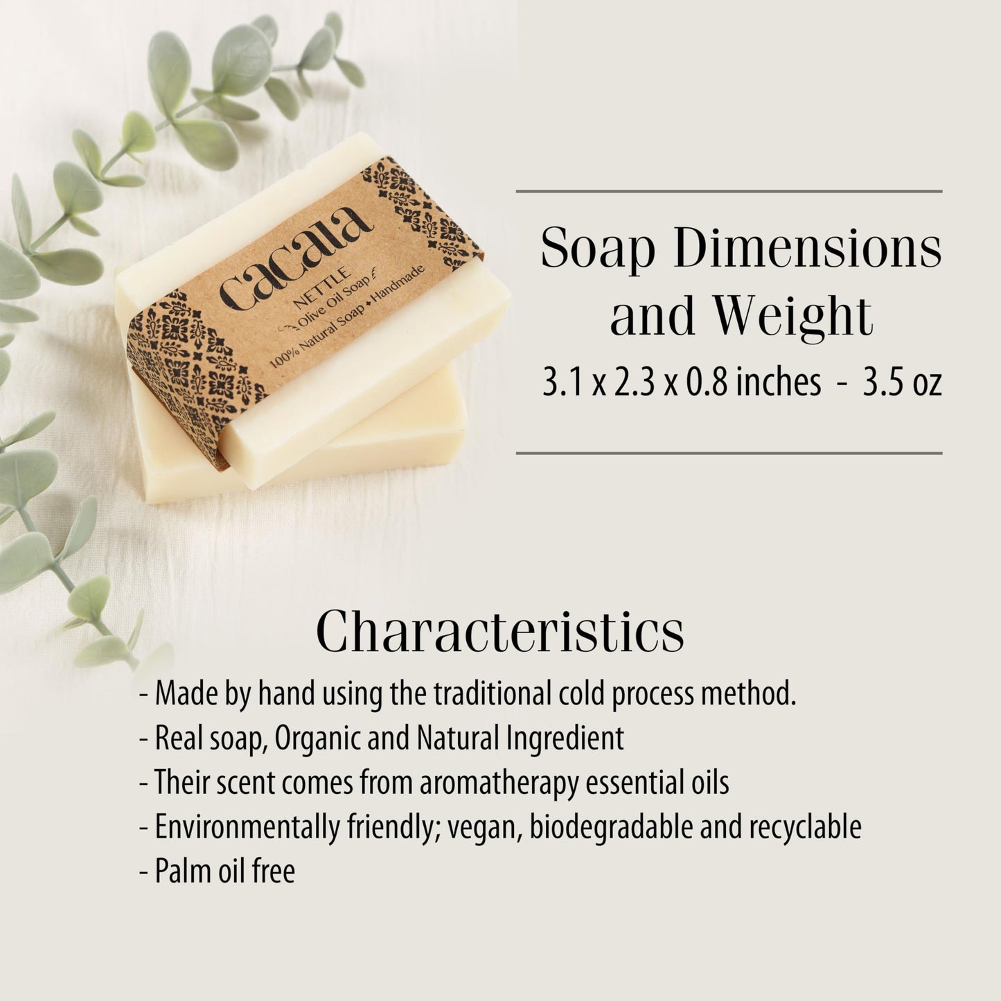 Cacala 100% Natural Organic Olive Oil Soap Unisex Soap Bar - Skin and Body Nourishing - Organic Gift Idea - Handmade in Turkey (Cinnamon, Pack of 2)