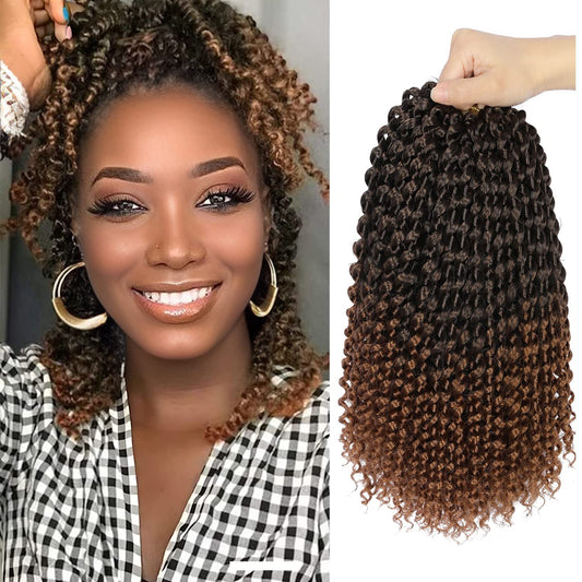 Ombre Brown Passion Twist Hair,10 Inch Water Wave Crochet Hair For Women Passion Twist Crochet Hair Passion Twists Braiding Hair Synthetic Curly Braiding Hair Extensions (10 Inch (Pack of 7),1B/30)