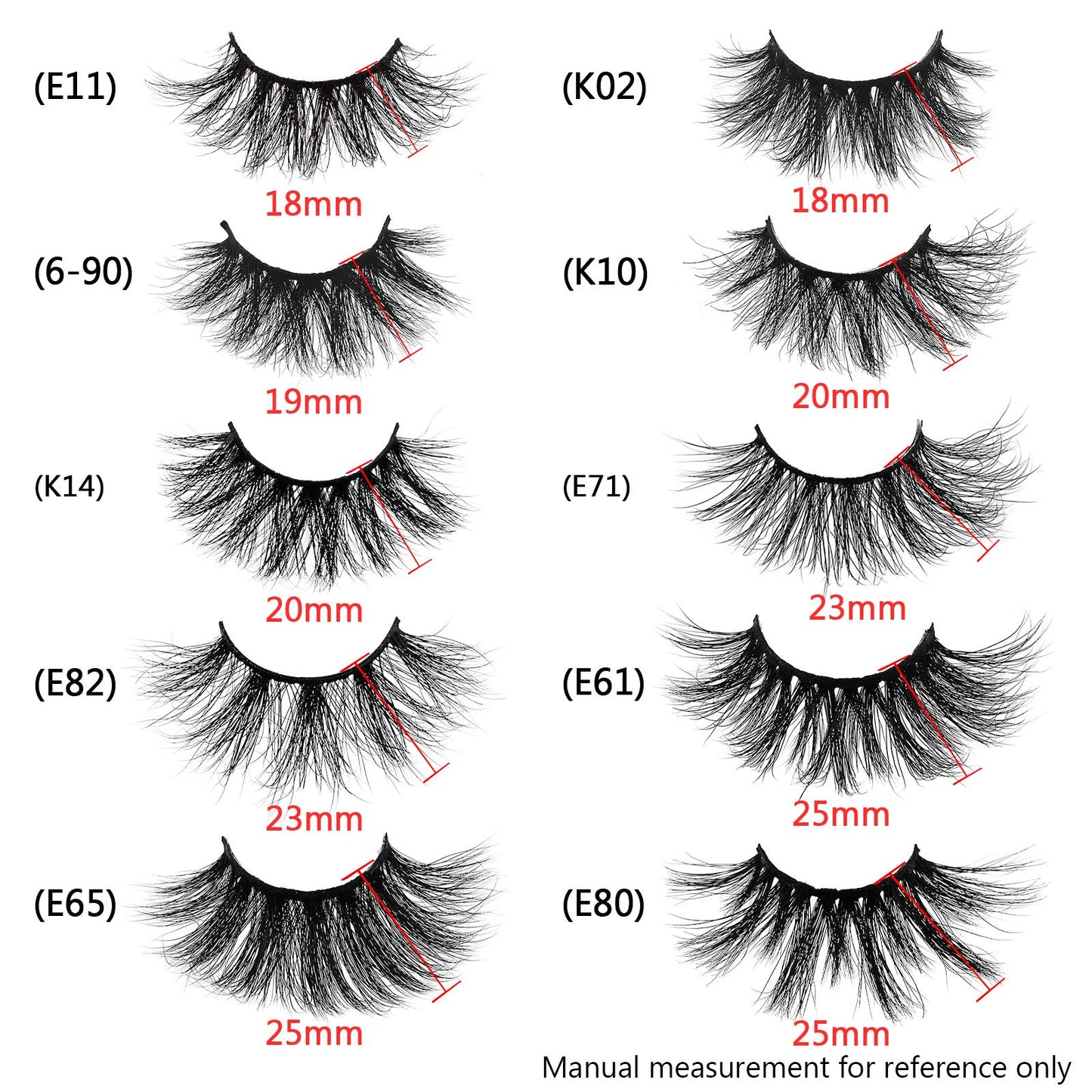 GOO GOO 3D Mink Eyelashes, 13mm to 25mm 20 Styles Multipack Fake Eyelashes Wholesale Bulk Eyelashes Reusable Handmade Siberian Mink False Eyelahses for Women