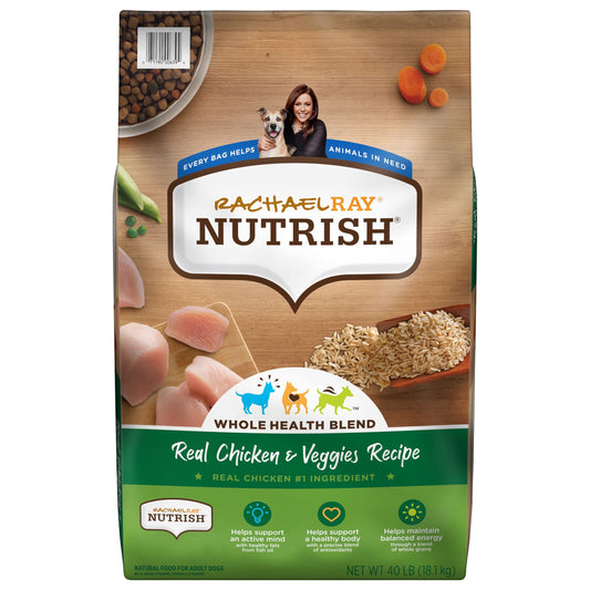 Rachael Ray Nutrish Premium Natural Dry Dog Food with Added Vitamins, Minerals & Taurine, Real Chicken & Veggies Recipe, 40 Pounds (Packaging May Vary)