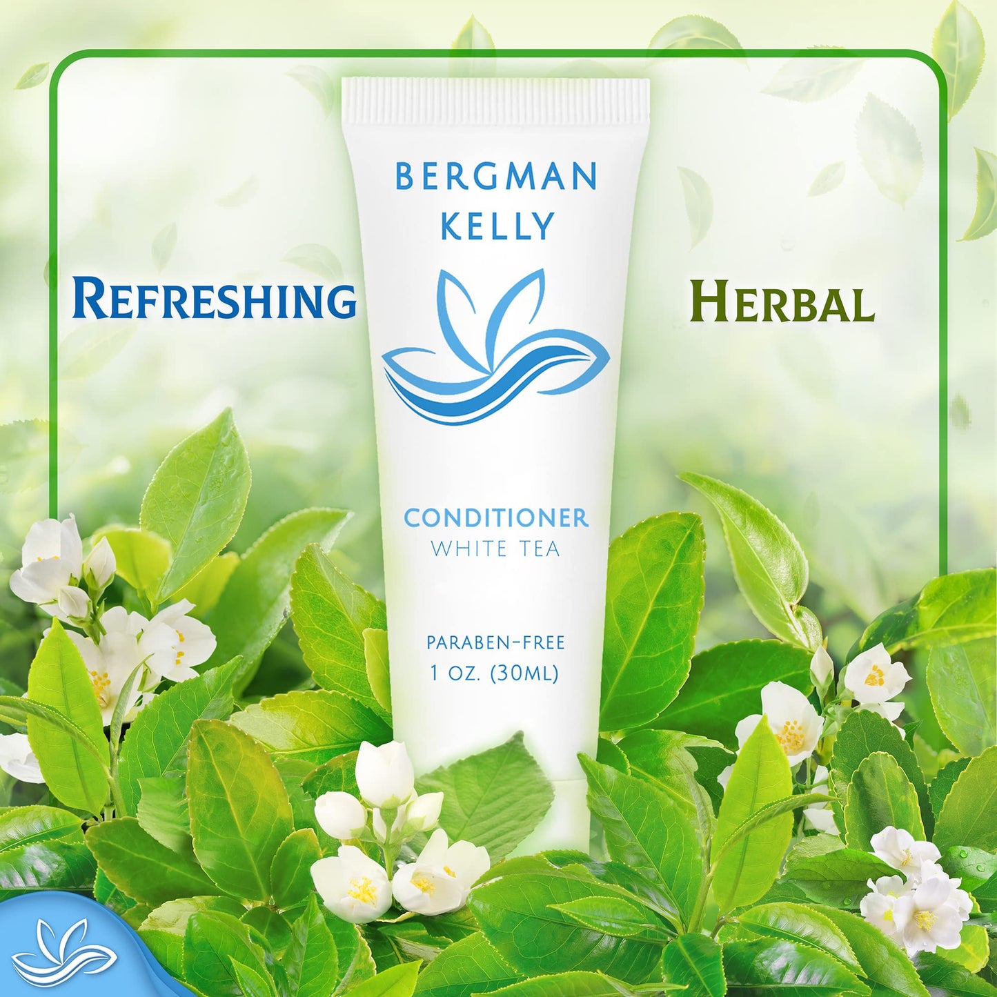 Bergman Kelly - Travel Shampoo and Conditioner Set - 1 fl oz, 100 Pieces, White Tea - Delight Your Guests with Revitalizing and Refreshing Hotel Toiletries and Guest Hospitality in Bulk