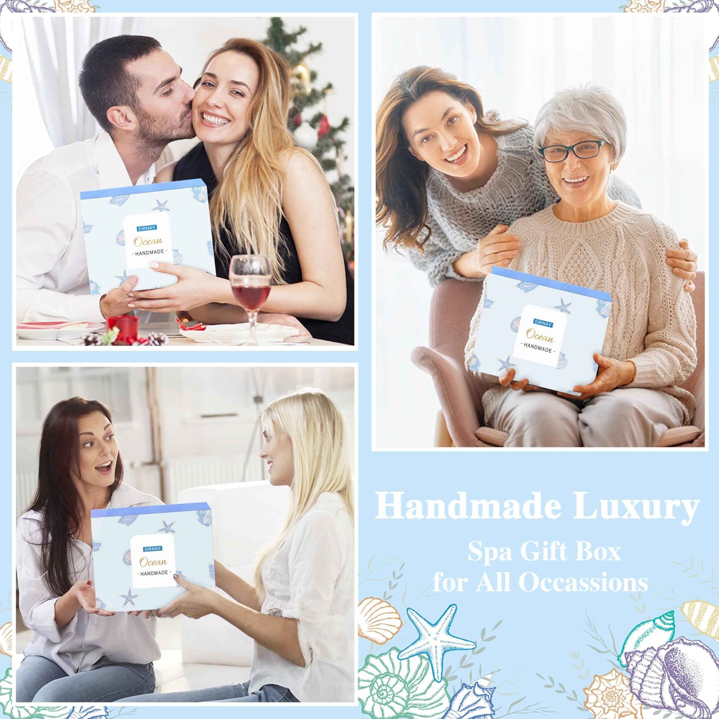 Gifts for Women, Birthday Gifts for Women, 12Pcs Ocean Relaxing Spa Gifts Basket, Bath and Body Gifts Set, Self Care Package for Mom, Wife, Girlfriend, Sister, Female Friends