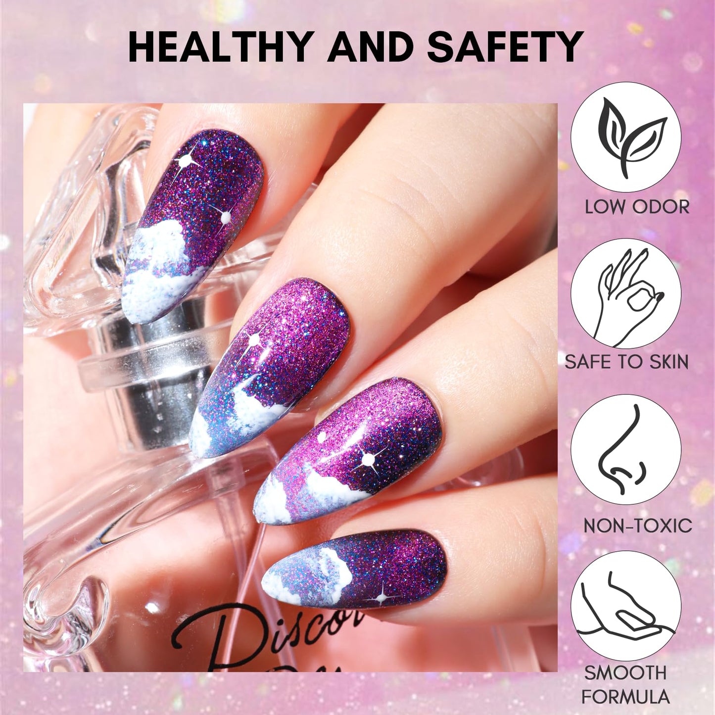 Makartt Gel Nail Polish, Black Hole Cat Eye Gel Polish 10ml Sparkly Cat Eye Glitter Spring Gel Polish with Magnet Stick Soak Off UV/LED Manicure Nail Art Designs-Cherry Veil