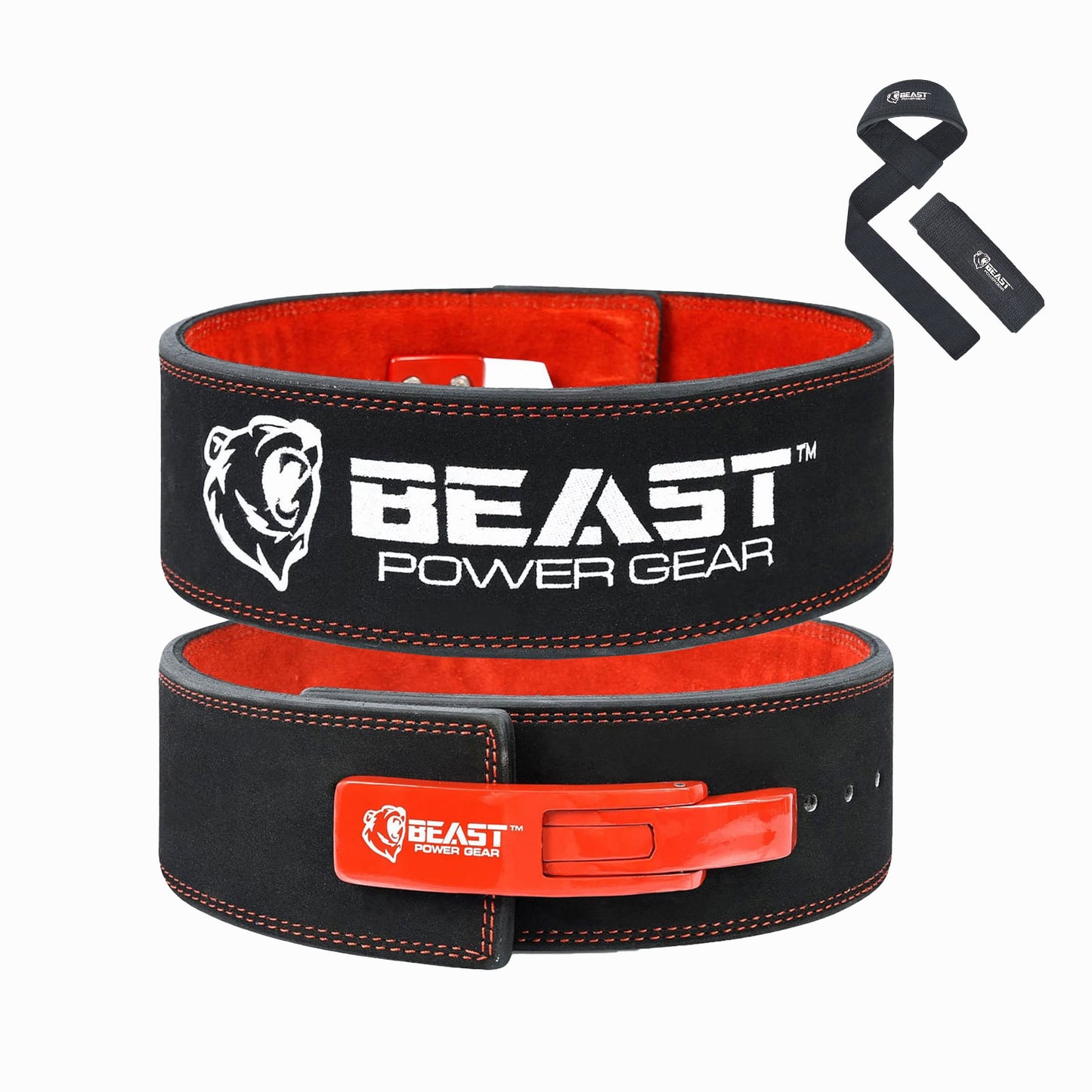 Beastpowergear Weight Lifting Belt with Lever Buckle|10MM Thick & 4 Inches Wide|Free Strap- Advanced Back Support for Weightlifting, Powerlifting, Deadlifts, Squats - Men & Women