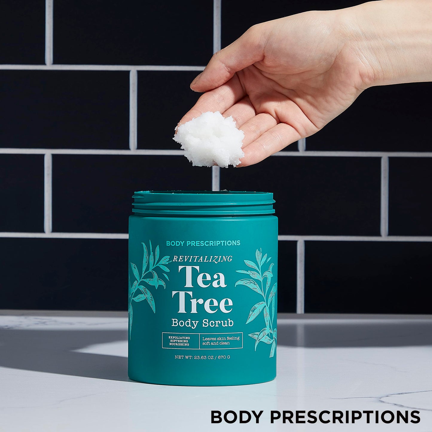 Body Prescriptions Exfoliating Body Scrub | 21.16 Oz Body Cleanser Infused with Tea Tree | Daily Body Wash for Nourished and Ultra Smooth Skin