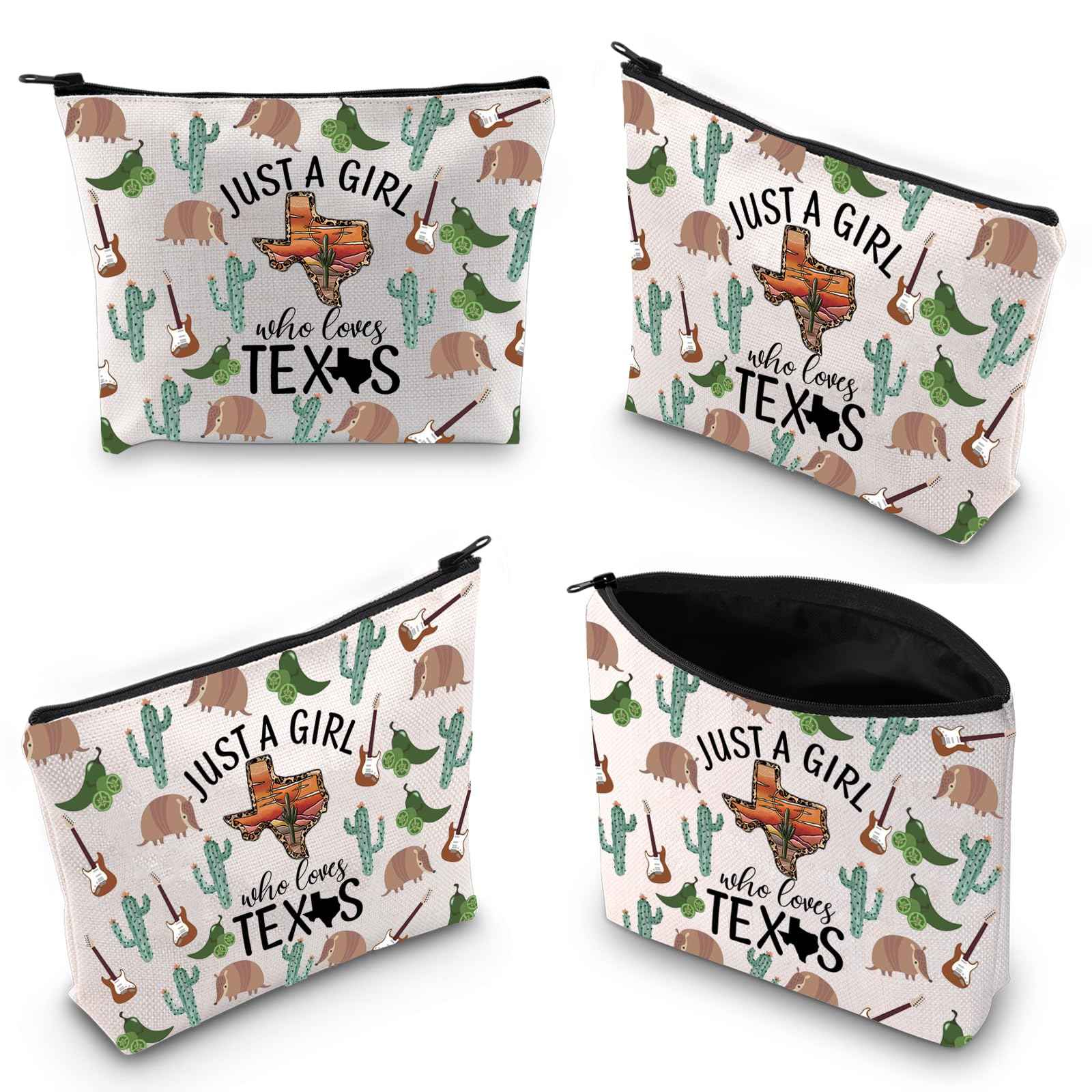 XYANFA Western Gift Canvas Makeup Bag Western City Lover Gift Cowgirl Canvas Zipper Pouch (Texxs makeup Bag)