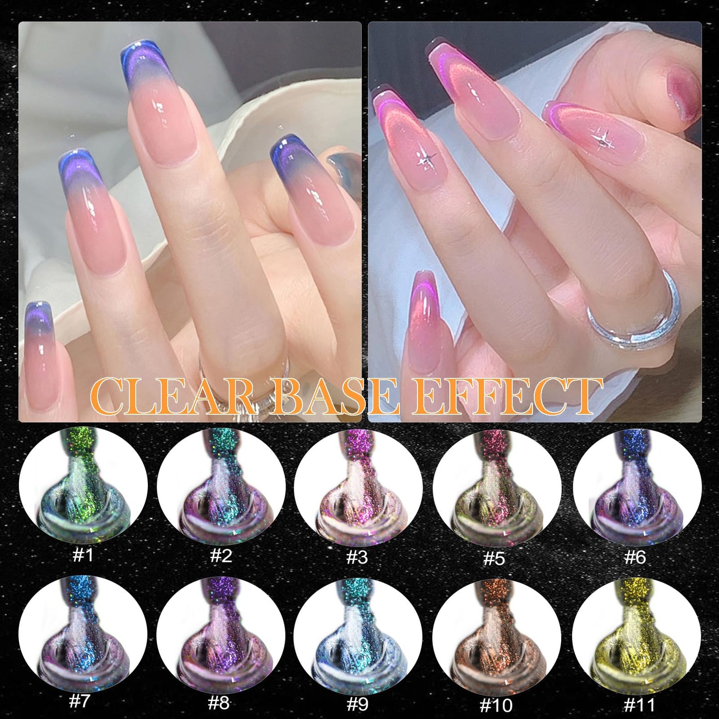 YEPYEPGO 9D Cat Eye Gel Nail Polish Set 12 Colors, Cat Eye Gel Polish with Magnet, Magnetic Cateye Gel Chameleon Galaxy Effects Professional Use for Salon