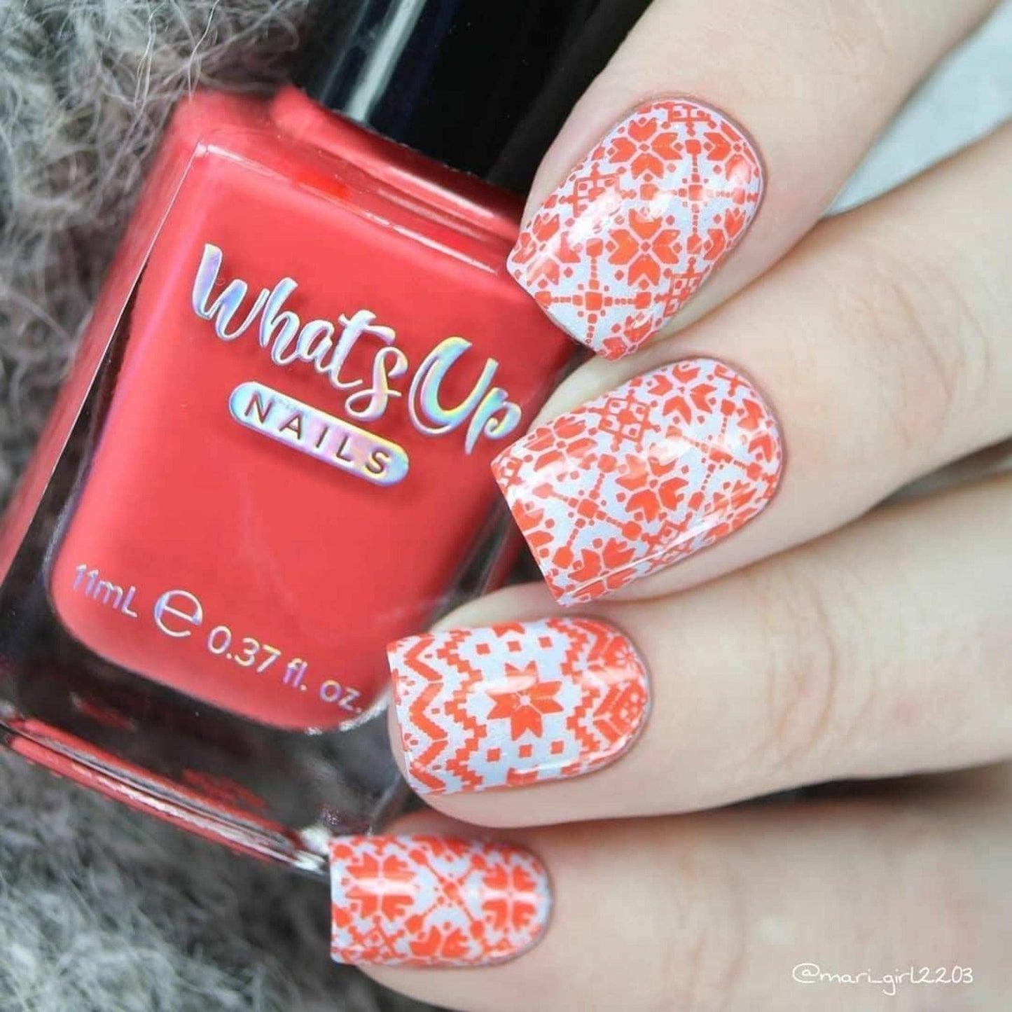 Whats Up Nails - Floral Correlation Stamping Polish Coral Lacquer for Stamped Nail Art Design 7 Free Cruelty Free Vegan