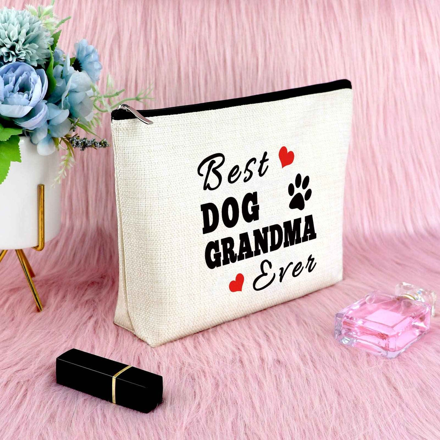 Sfodiary Dog Grandma Gifts Dogs Lovers Present Best Dog Grandma Ever Makeup Bag Pet Owner Rescue Present Cosmetic Bag Animal Lovers Gift for Women Birthday Mothers Day Gift Travel Cosmetic Pouch