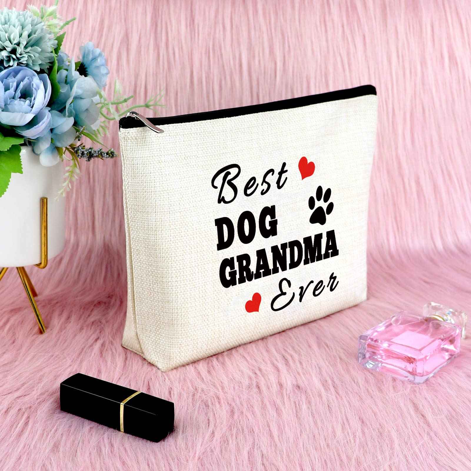 Sfodiary Dog Grandma Gifts Dogs Lovers Present Best Dog Grandma Ever Makeup Bag Pet Owner Rescue Present Cosmetic Bag Animal Lovers Gift for Women Birthday Mothers Day Gift Travel Cosmetic Pouch