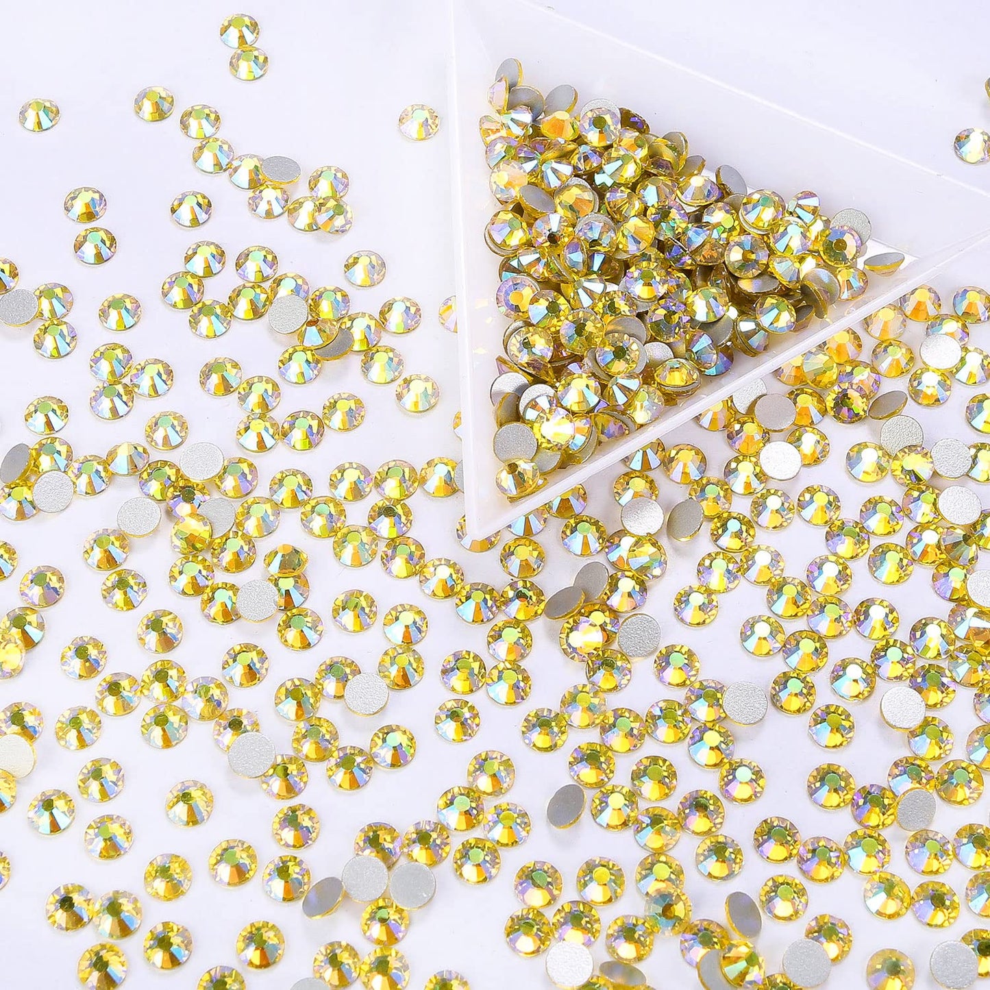 1440Pcs Lemon Ab Crystal Rhinestones,Glass Flatback Rhinestones Gemstones for Nail Face Makeup Art Crafts Clothes Decoration -(SS16,4.0mm,Lemon Ab)