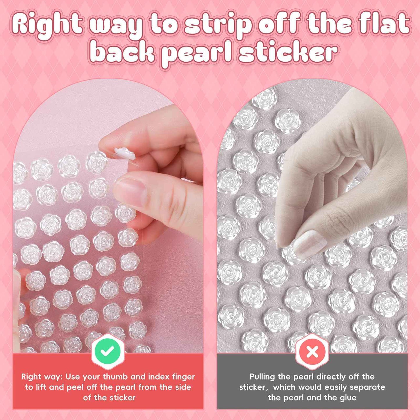 GIFOHAPY 4366 PCS Self Adhesive Pearl Stickers，Pearl Stickers for Crafts Kids，Assorted Sizes & Shape Stick on Pearls for Hair, Face, Makeup, Eye 3mm/4mm/5mm/6mm/8mm/10mm/Rose/Heart Shape