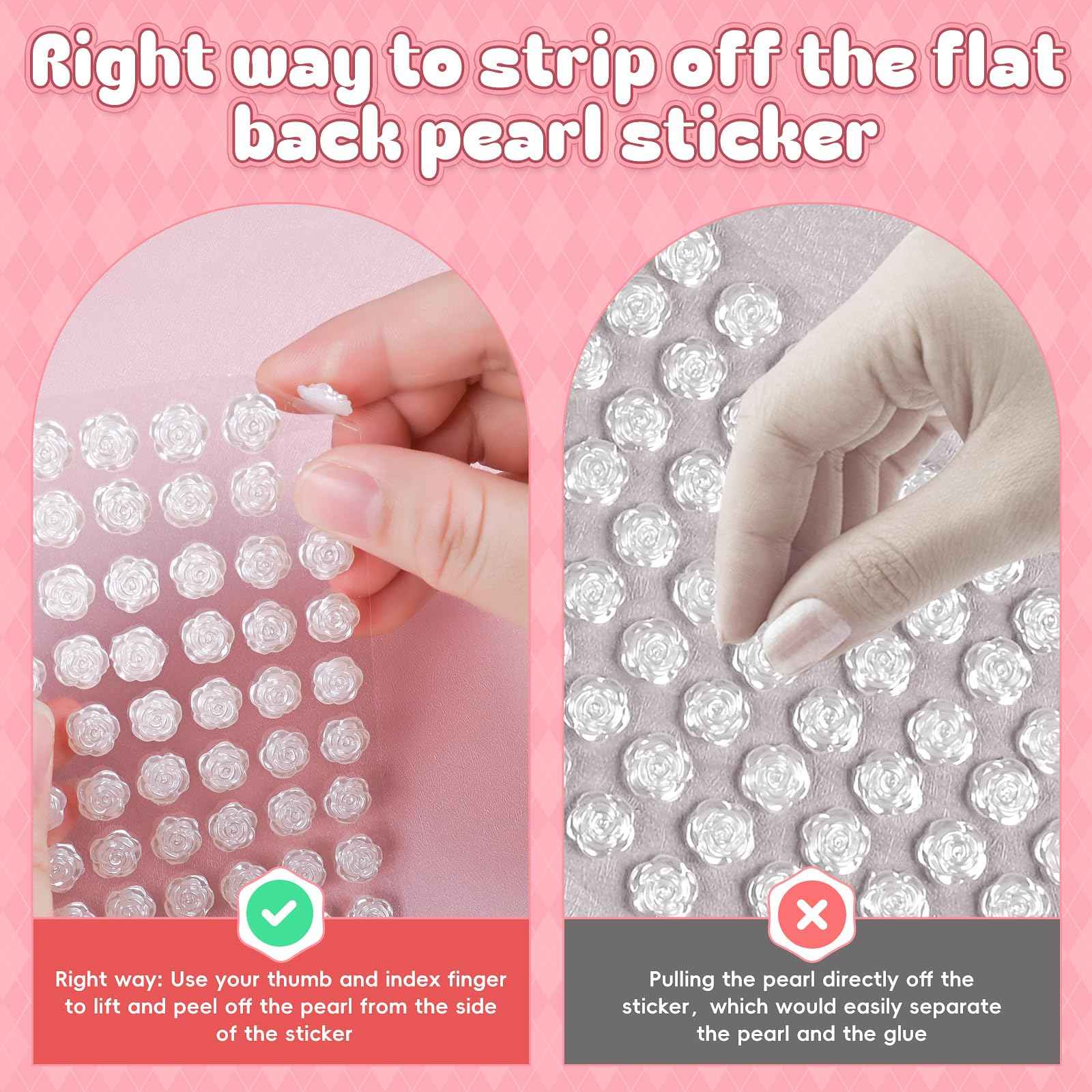 GIFOHAPY 4366 PCS Self Adhesive Pearl Stickers，Pearl Stickers for Crafts Kids，Assorted Sizes & Shape Stick on Pearls for Hair, Face, Makeup, Eye 3mm/4mm/5mm/6mm/8mm/10mm/Rose/Heart Shape