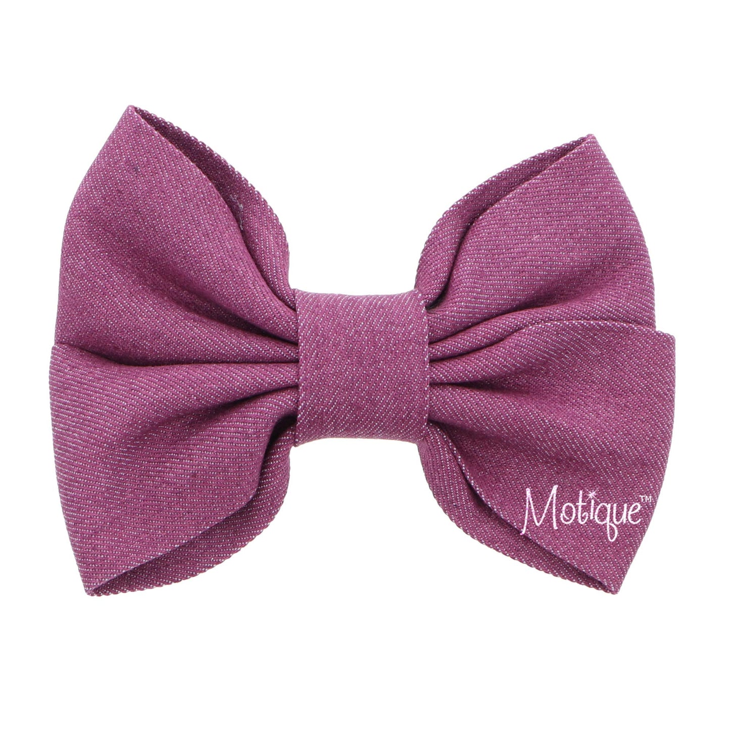 3.75 inch Wide Girls Denim Bow Clip - Purple