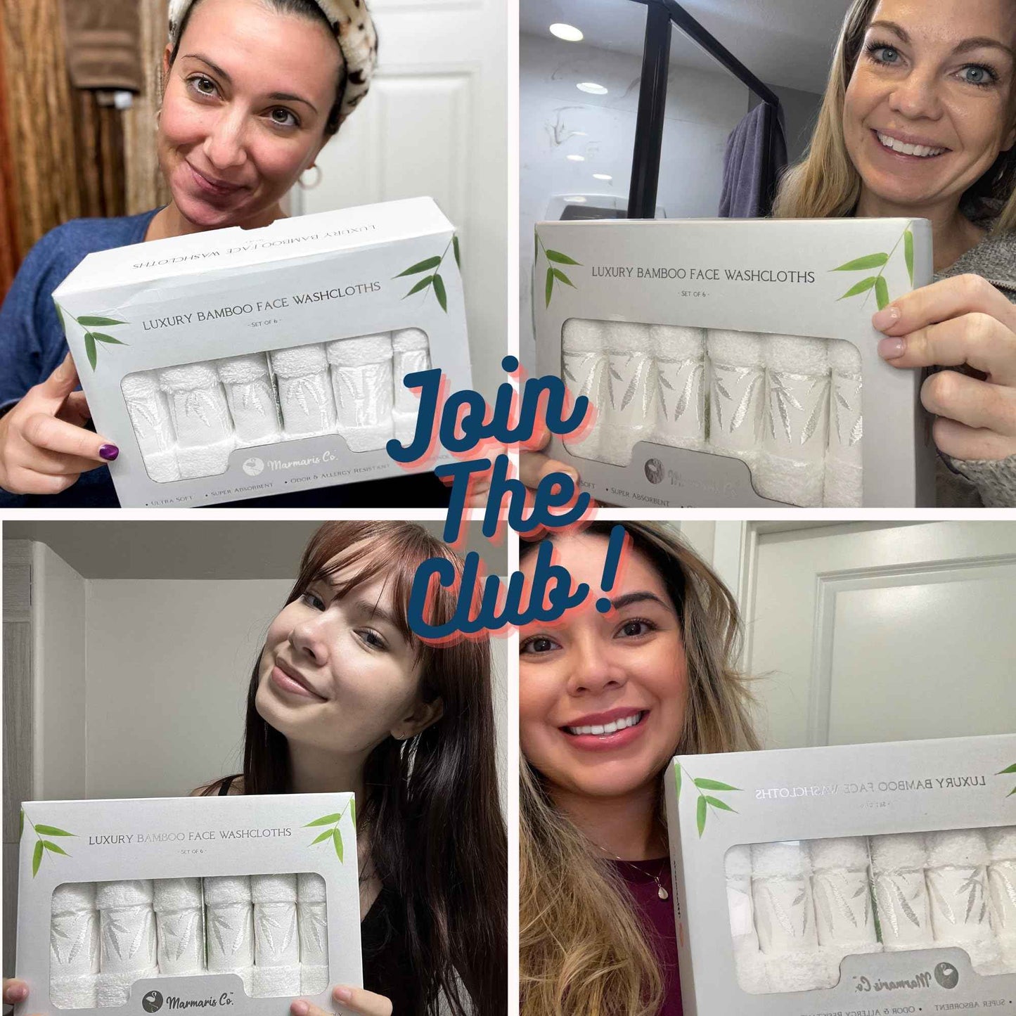 Marmaris Co. Set of 6 Luxury Wash Cloths for Your Face Viscose Bamboo & Turkish Cotton, White Wascloths