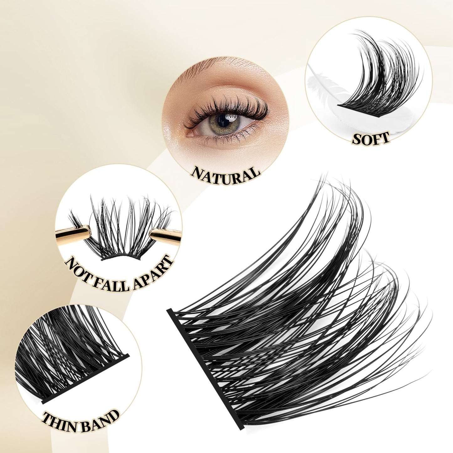 QUEWEL Lash Clusters 192Pcs Cluster Lashes Mix12-18mm DIY Eyelash Extension Individual Eyelashes Clusters Fluffy & Super Lightweight Lash Extension Clusters Natural Look (QU23-Mix12-18)