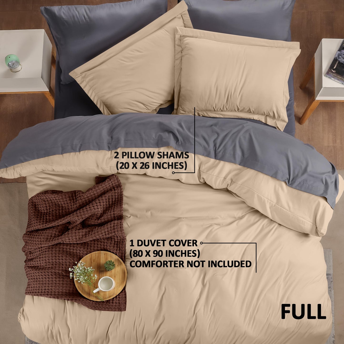 Utopia Bedding Duvet Cover Full Size - 1 Duvet Cover with 2 Pillow Shams - 3 Pieces Bedding Duvet Cover with Zipper Closure - Soft Brushed Microfiber, 80 X 90 Inches (Pack of 10, Full Beige)