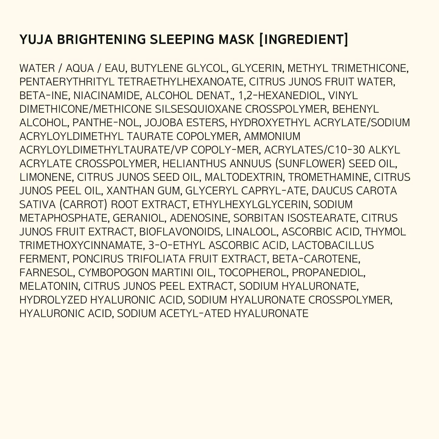 Hanyul Yuja Sleeping Mask | Korean Yuzu Night Cream, Vitamin C for Glow, Radiance, Brightening, Vegan Hydrating Overnight Moisturizer with Hyaluronic Acid, Niacinamide & Antioxidants 2.37 fl. oz.